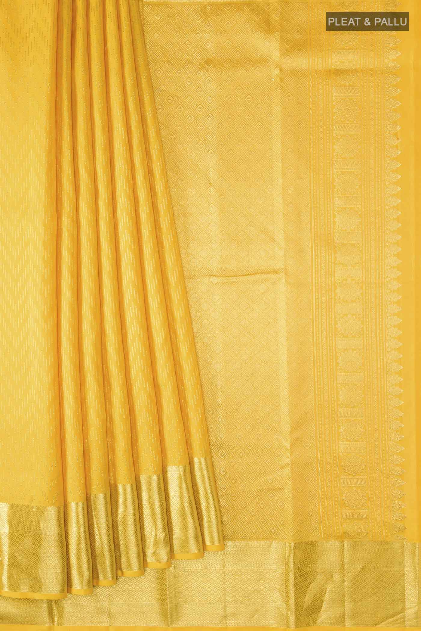 Yellow Kanchipuram Silk Saree - Image 4
