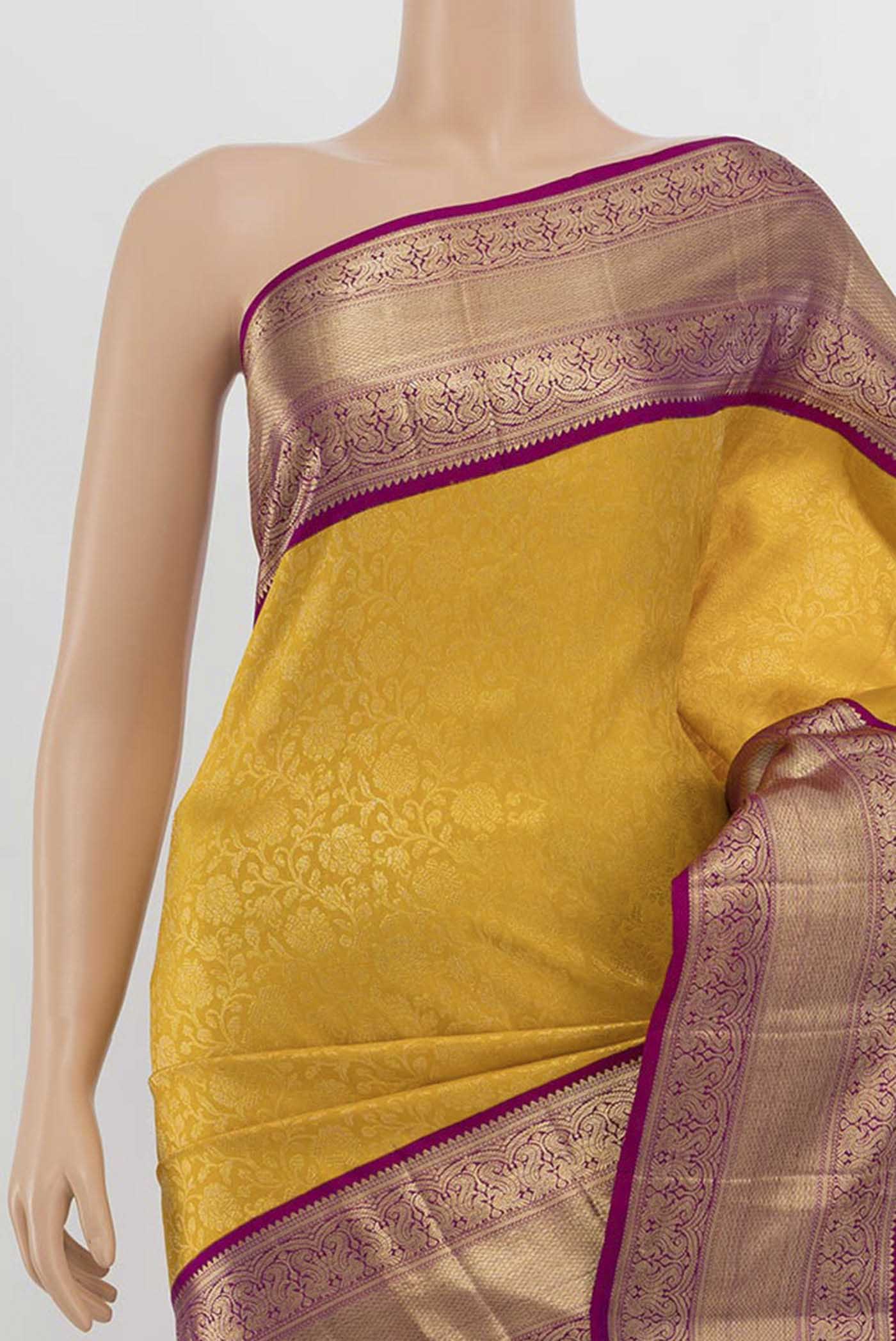 Yellow Kanchipuram Silk Saree - Image 2