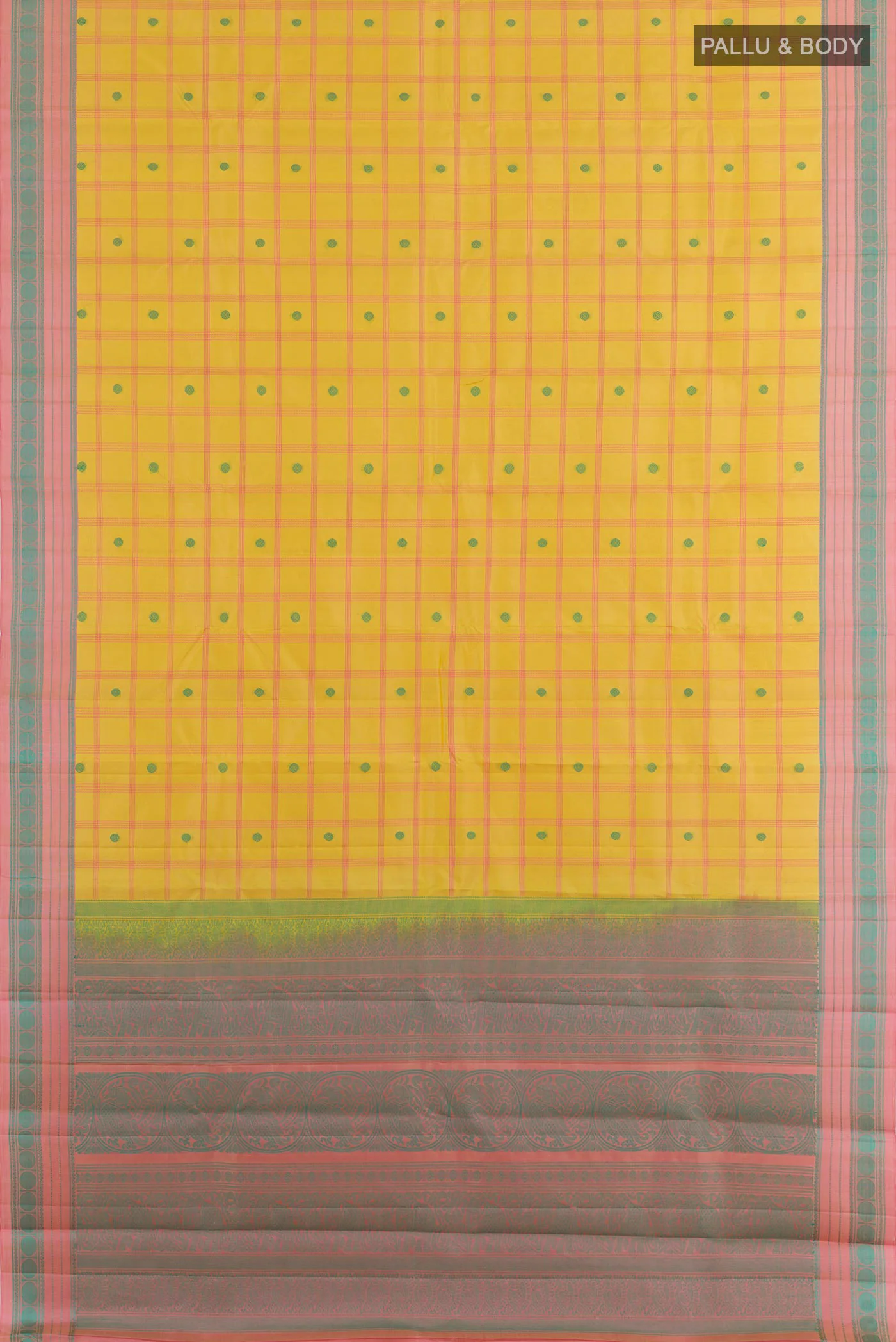 Yellow Kanchipuram Silk Saree - Image 3