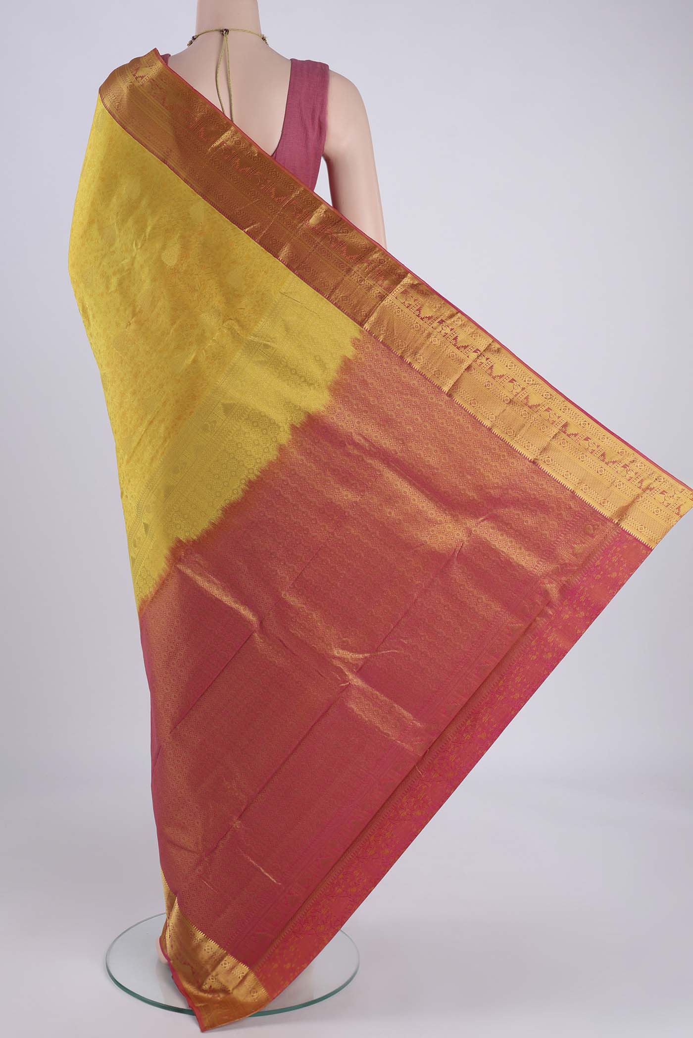 Yellow Kanchipuram Silk Saree - Image 3