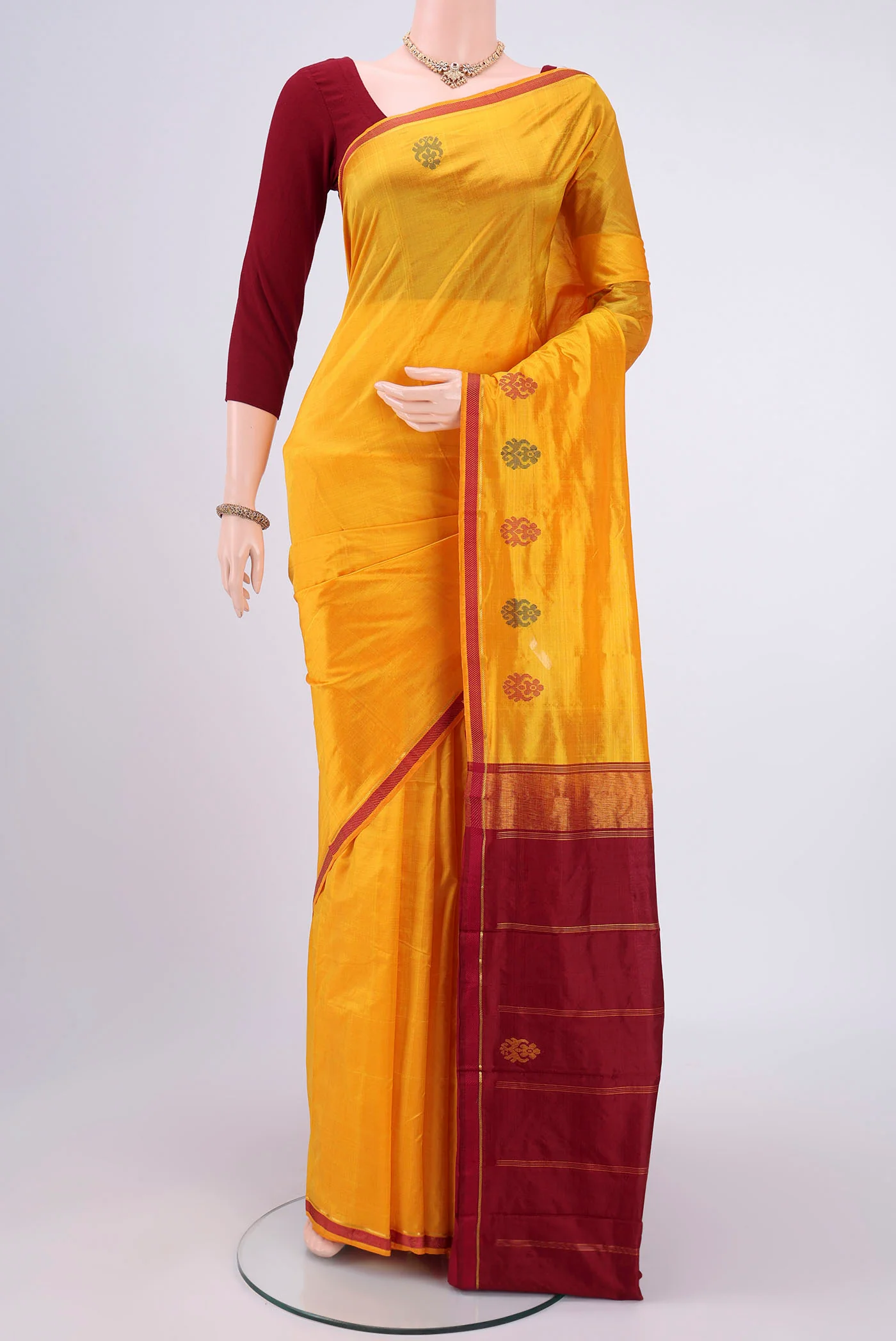 Yellow Kanchipuram Silk Saree