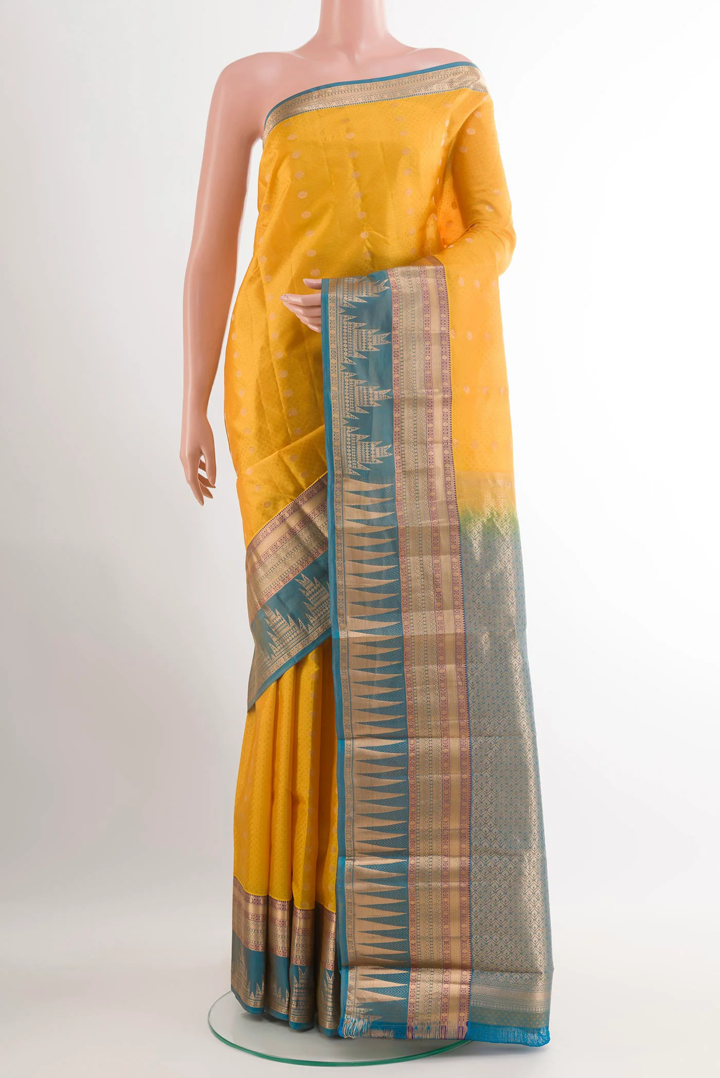 Yellow Kanchipuram Silk Saree