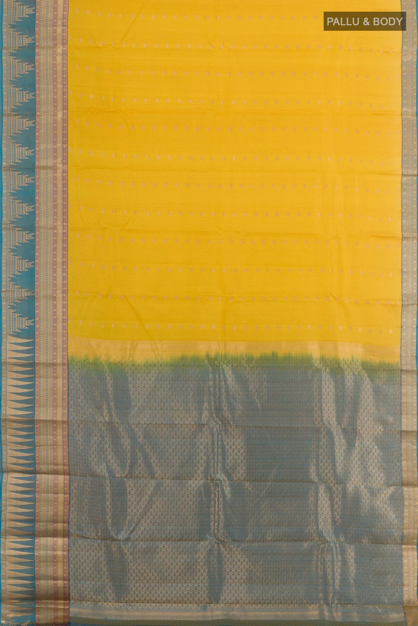 Yellow Kanchipuram Silk Saree - Image 3
