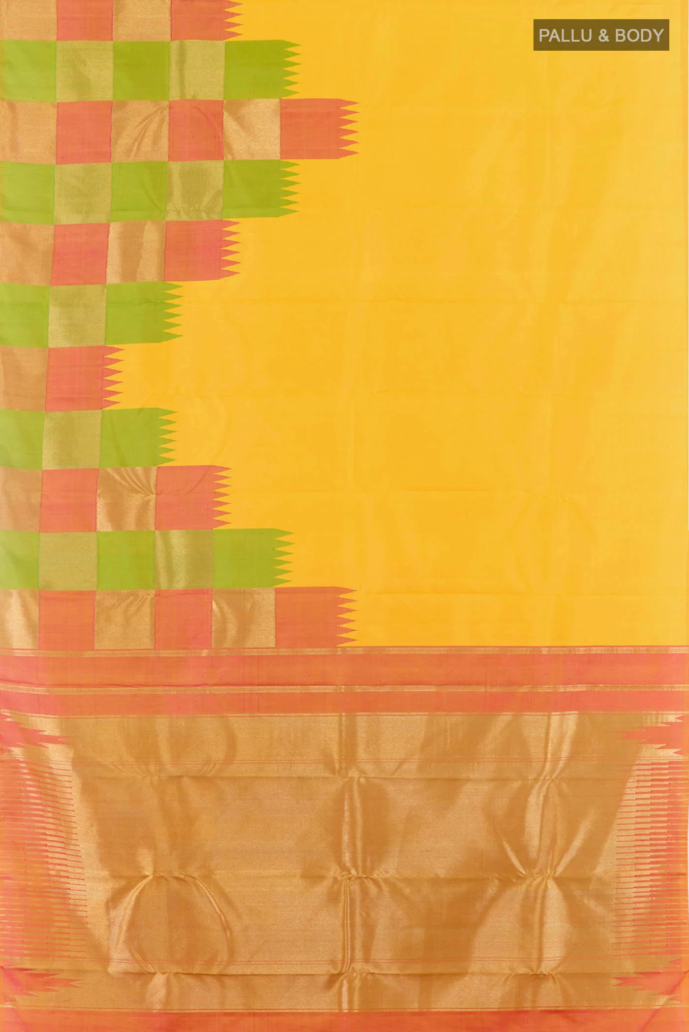 Yellow Kanchipuram Silk Saree - Image 6