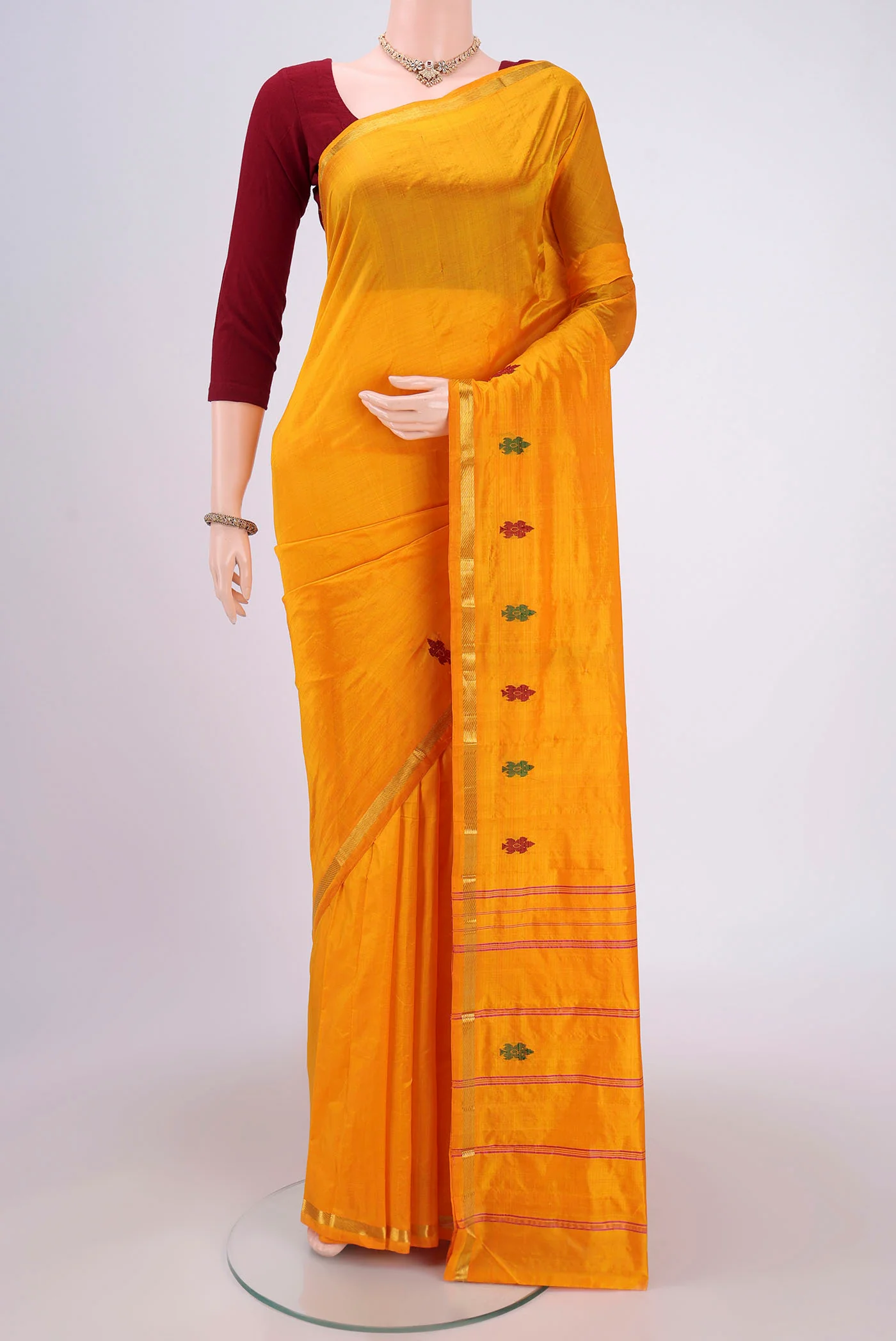 Yellow Kanchipuram Silk Saree