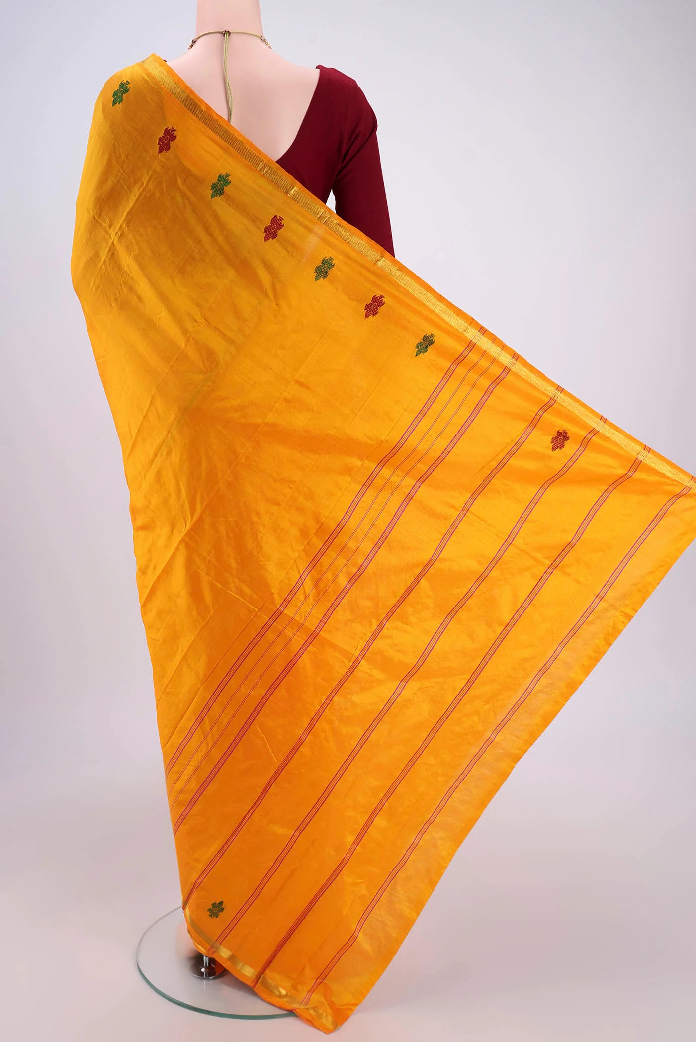 Yellow Kanchipuram Silk Saree - Image 3