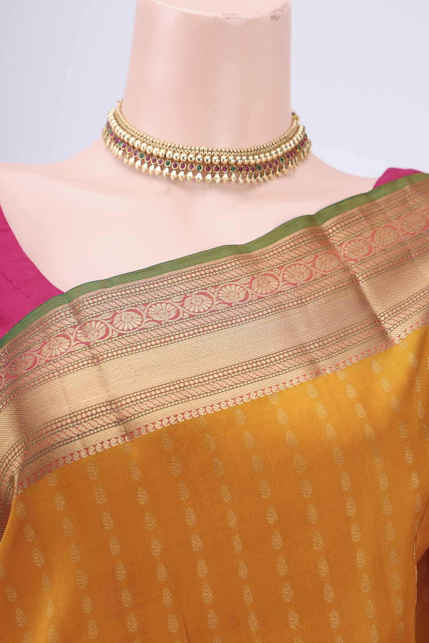 Yellow Kanchipuram Silk Saree - Image 2