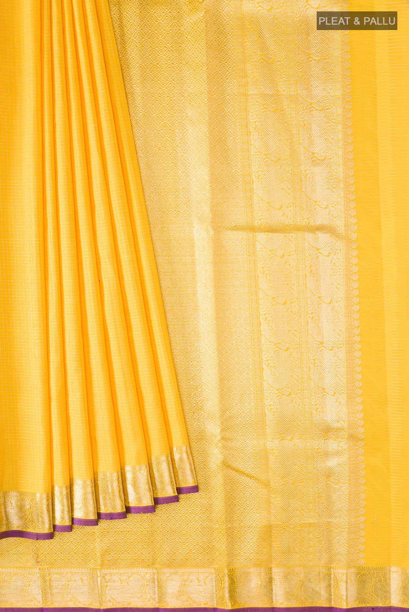 Yellow Kanjivaram Silk Saree - Image 2