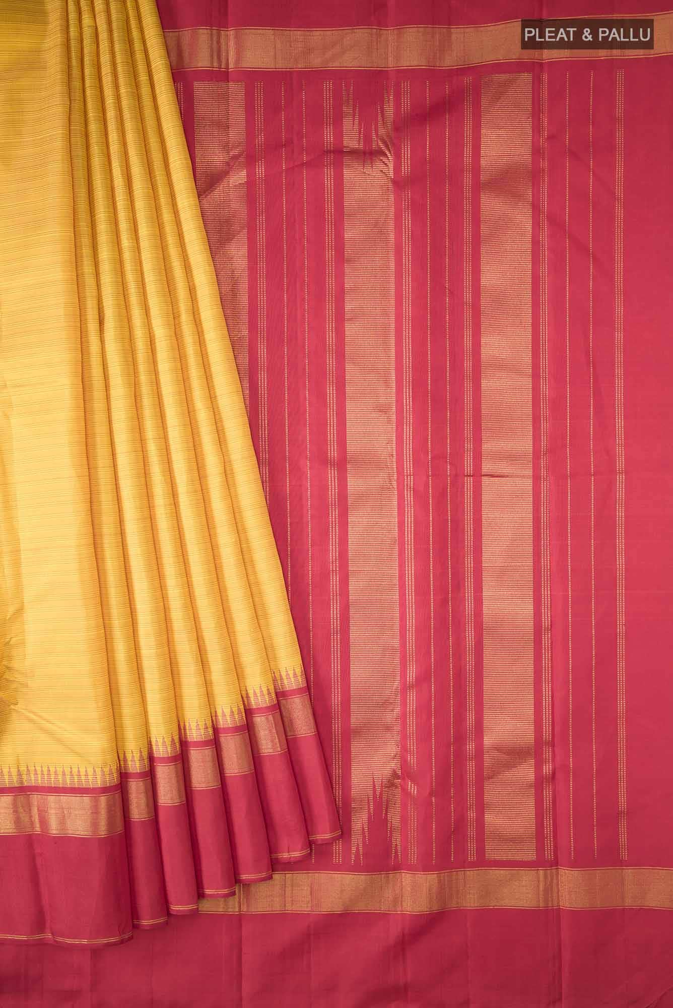 Yellow Kanchipuram Silk Saree - Image 2