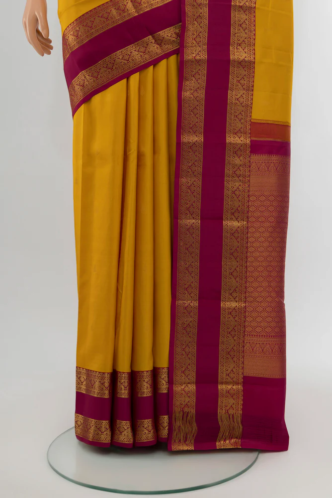Yellow Kanchipuram Silk Saree - Image 3