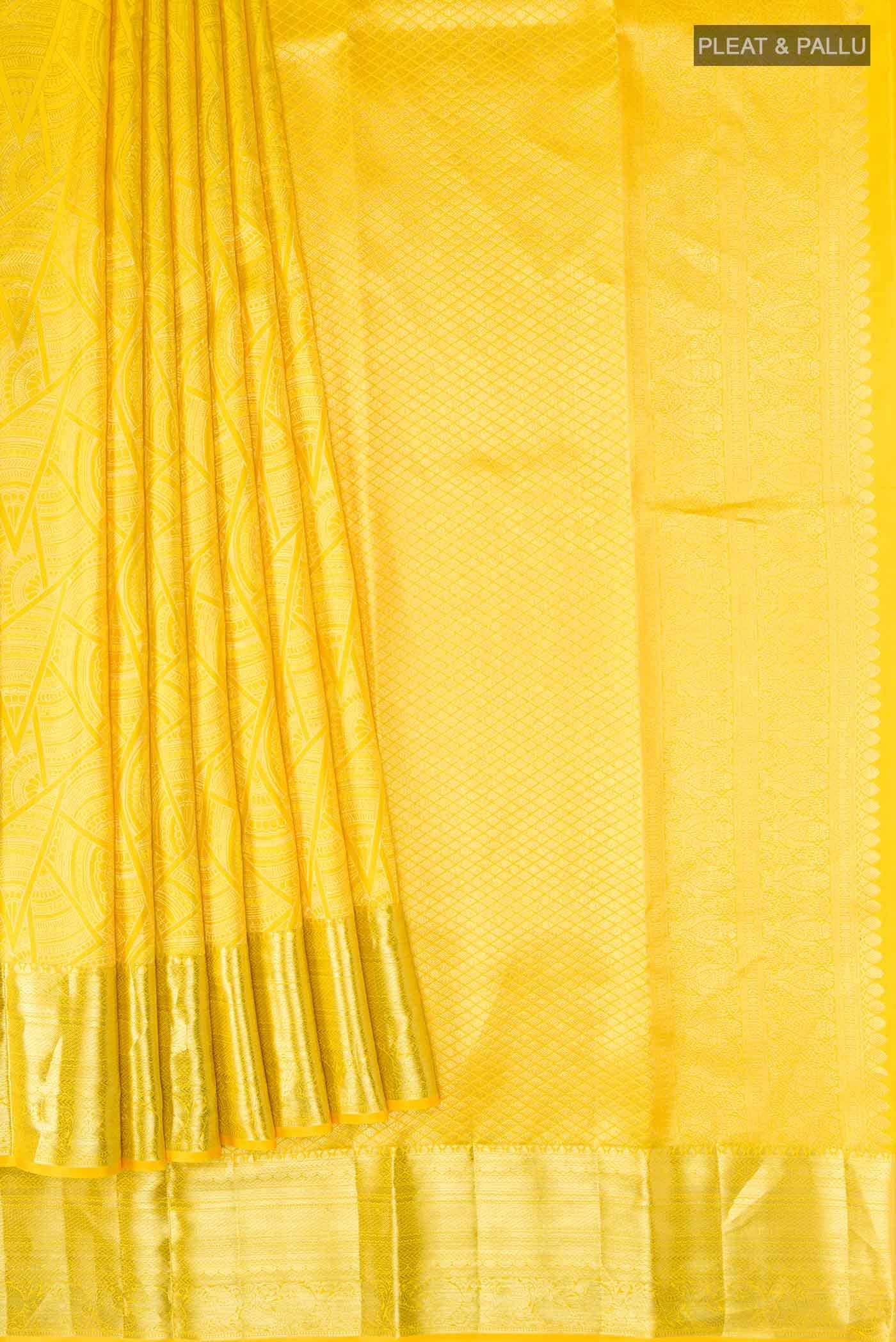 Yellow Kanchipuram Silk Saree - Image 2