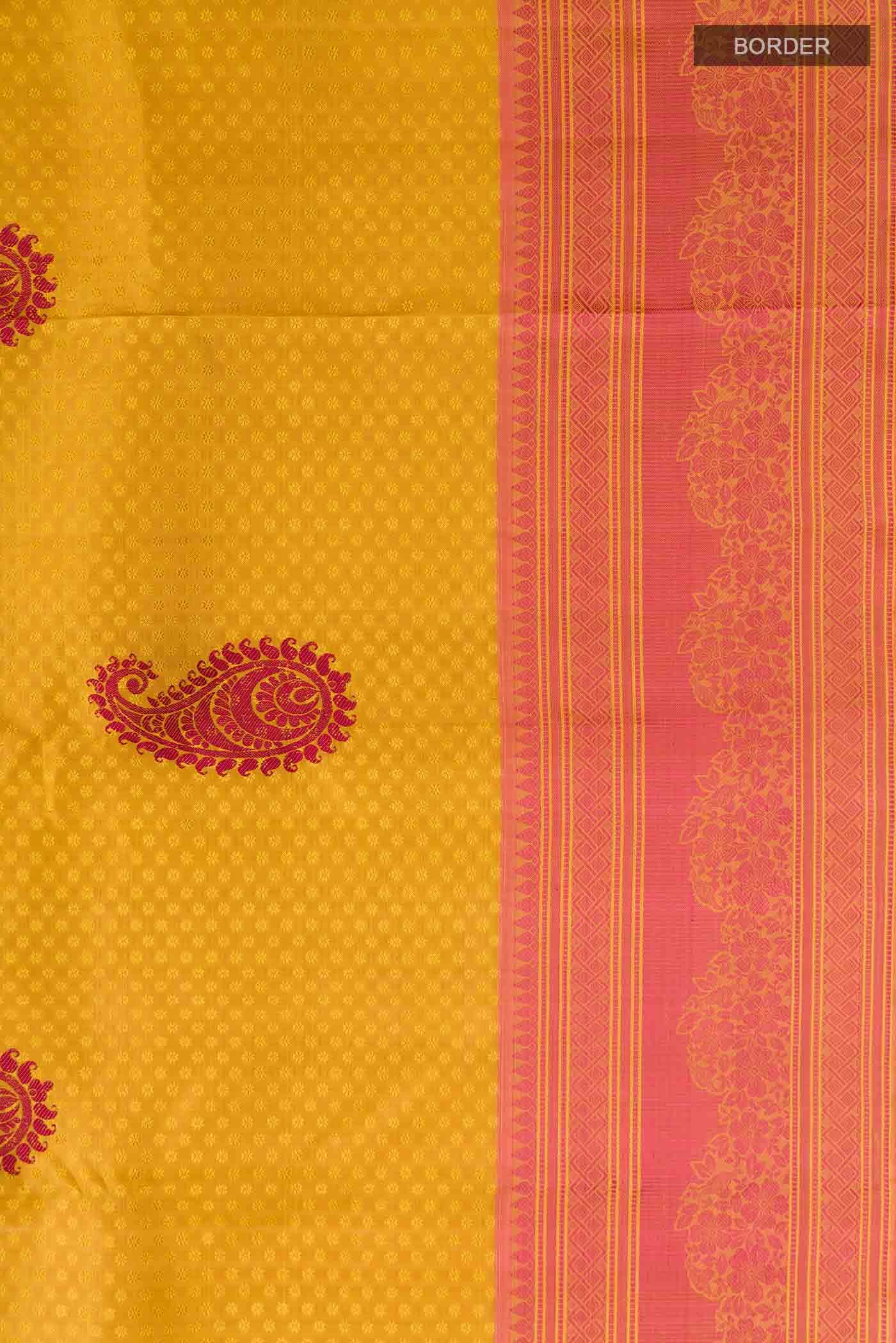 Yellow Kanjivaram Silk Saree - Image 4