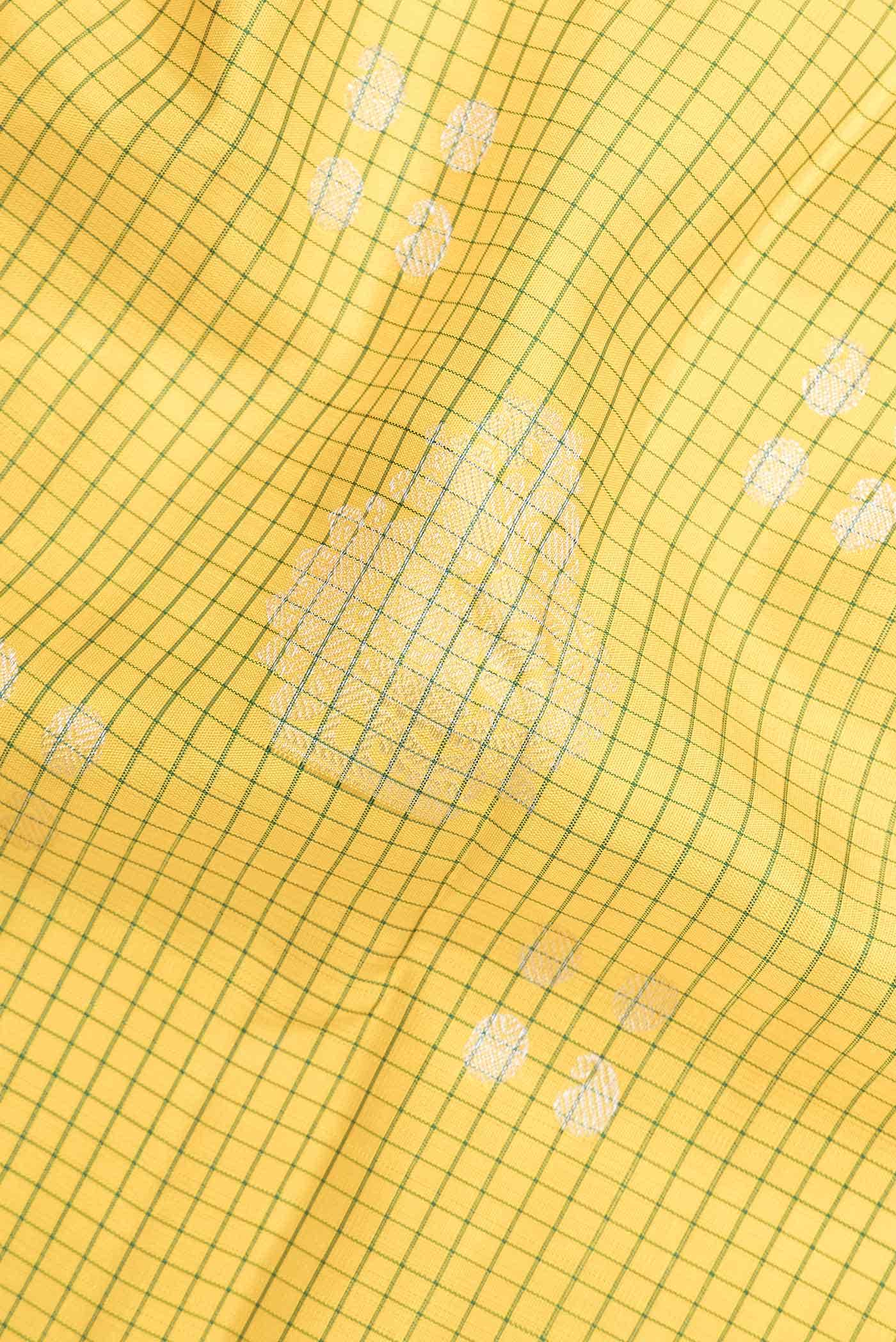Pure Silk Pure Zari Yellow Kanjivaram Saree - Image 3