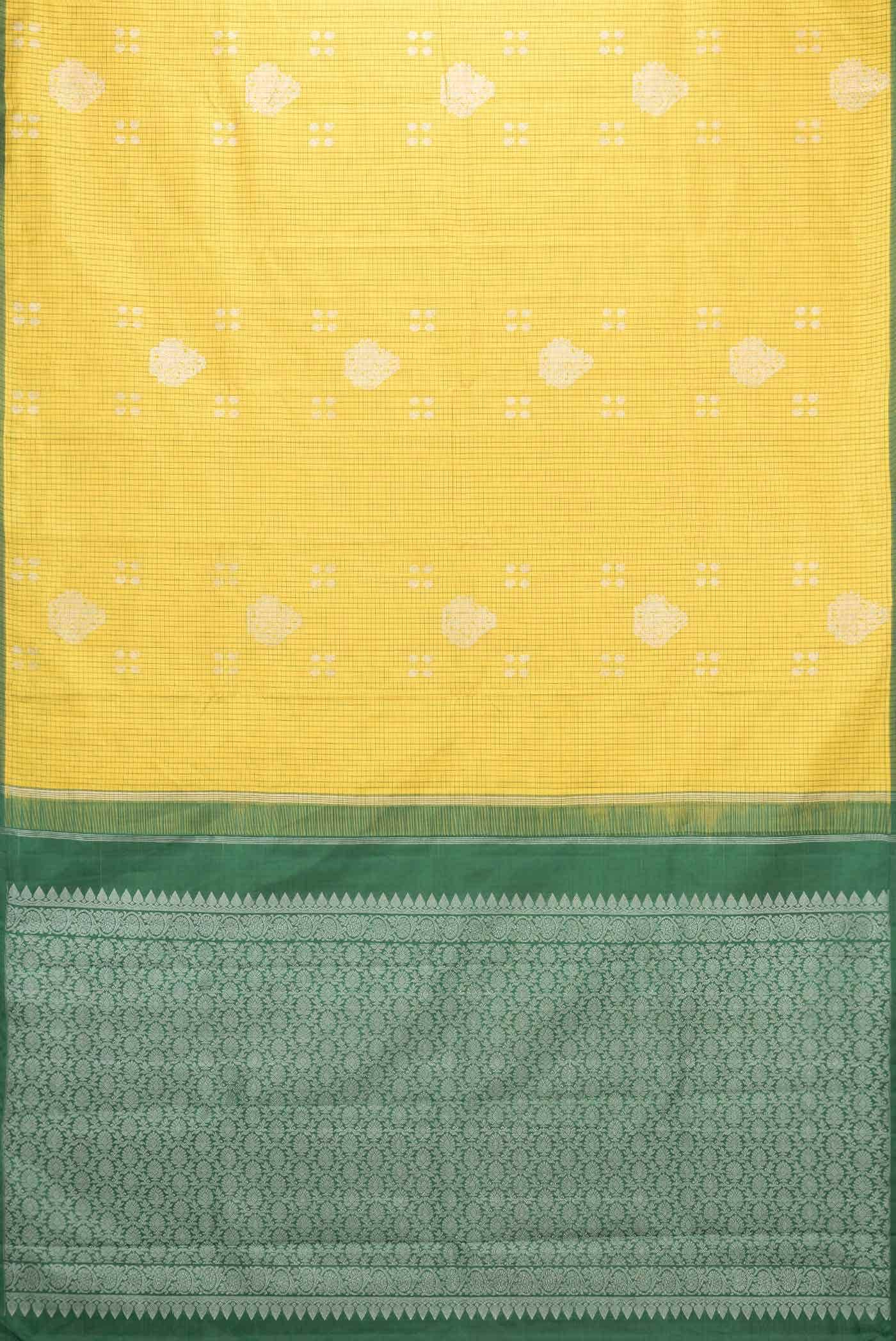 Pure Silk Pure Zari Yellow Kanjivaram Saree - Image 4