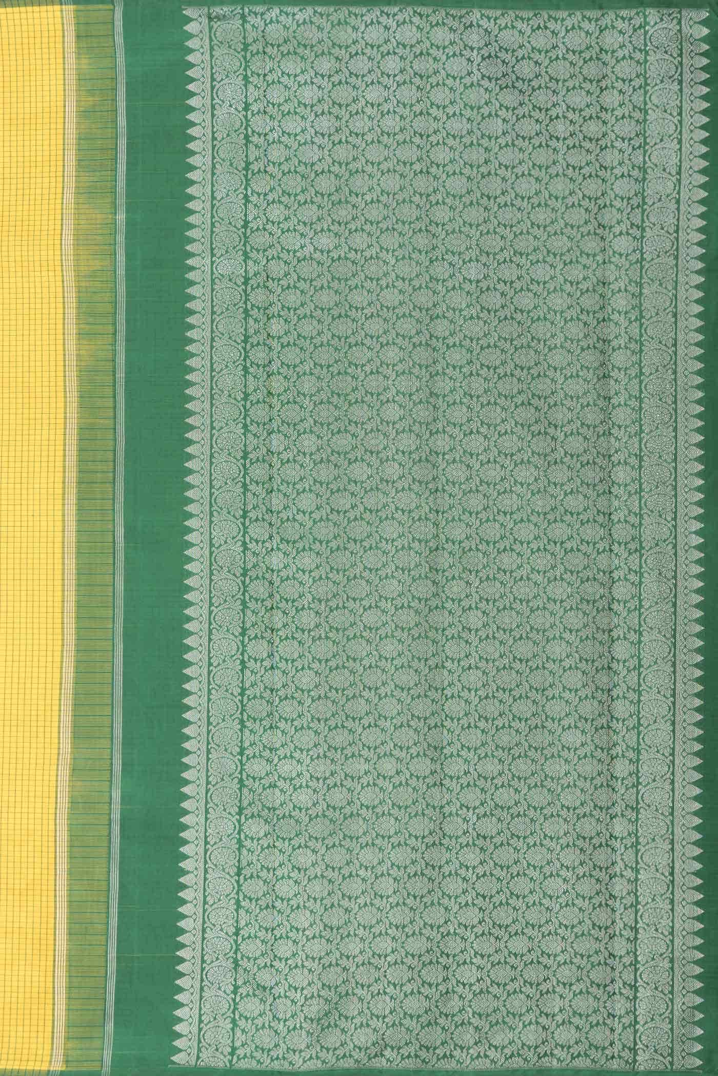 Pure Silk Pure Zari Yellow Kanjivaram Saree - Image 5