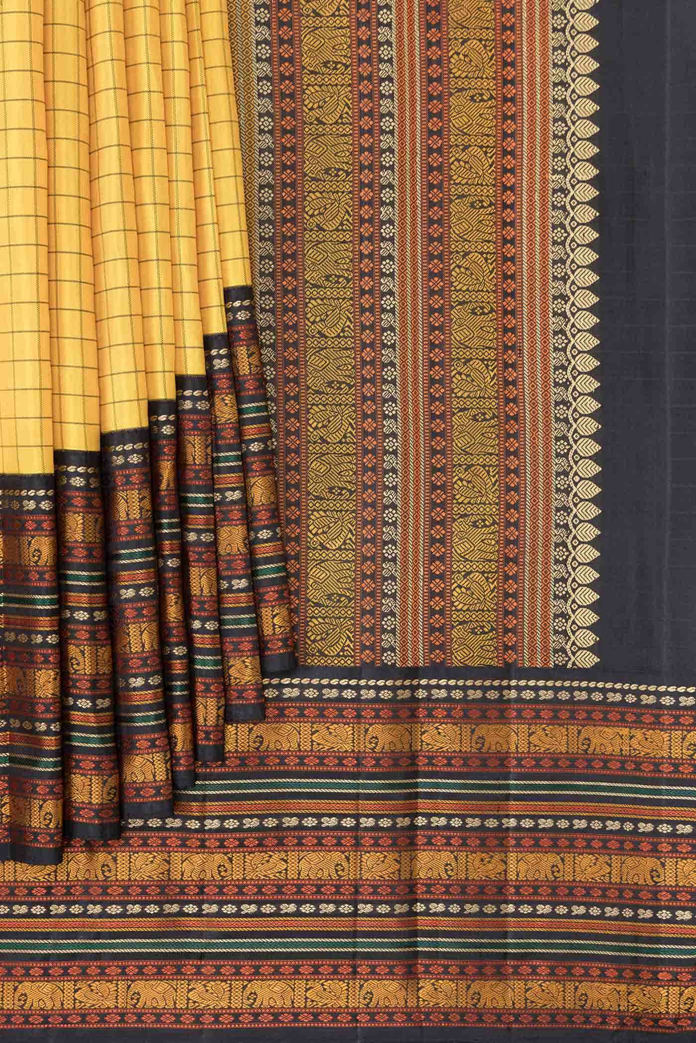 Yellow Kanchipuram Silk Saree - Image 2
