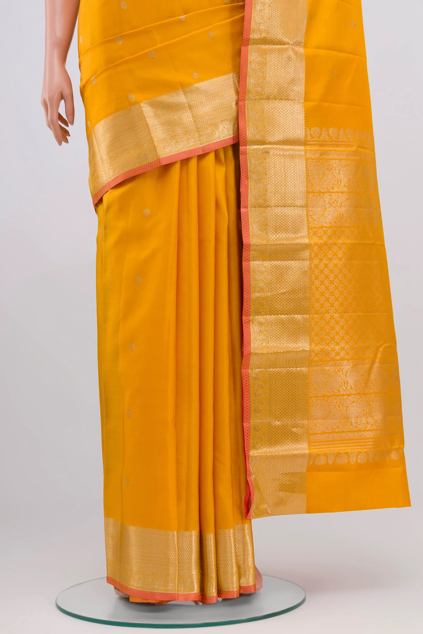 Yellow Kanjivaram Silk Saree - Image 3