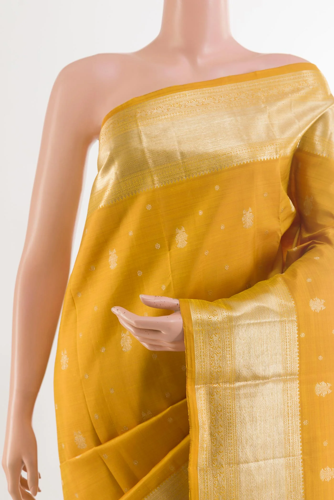 Mustard Kanjivaram Silk Saree - Image 2