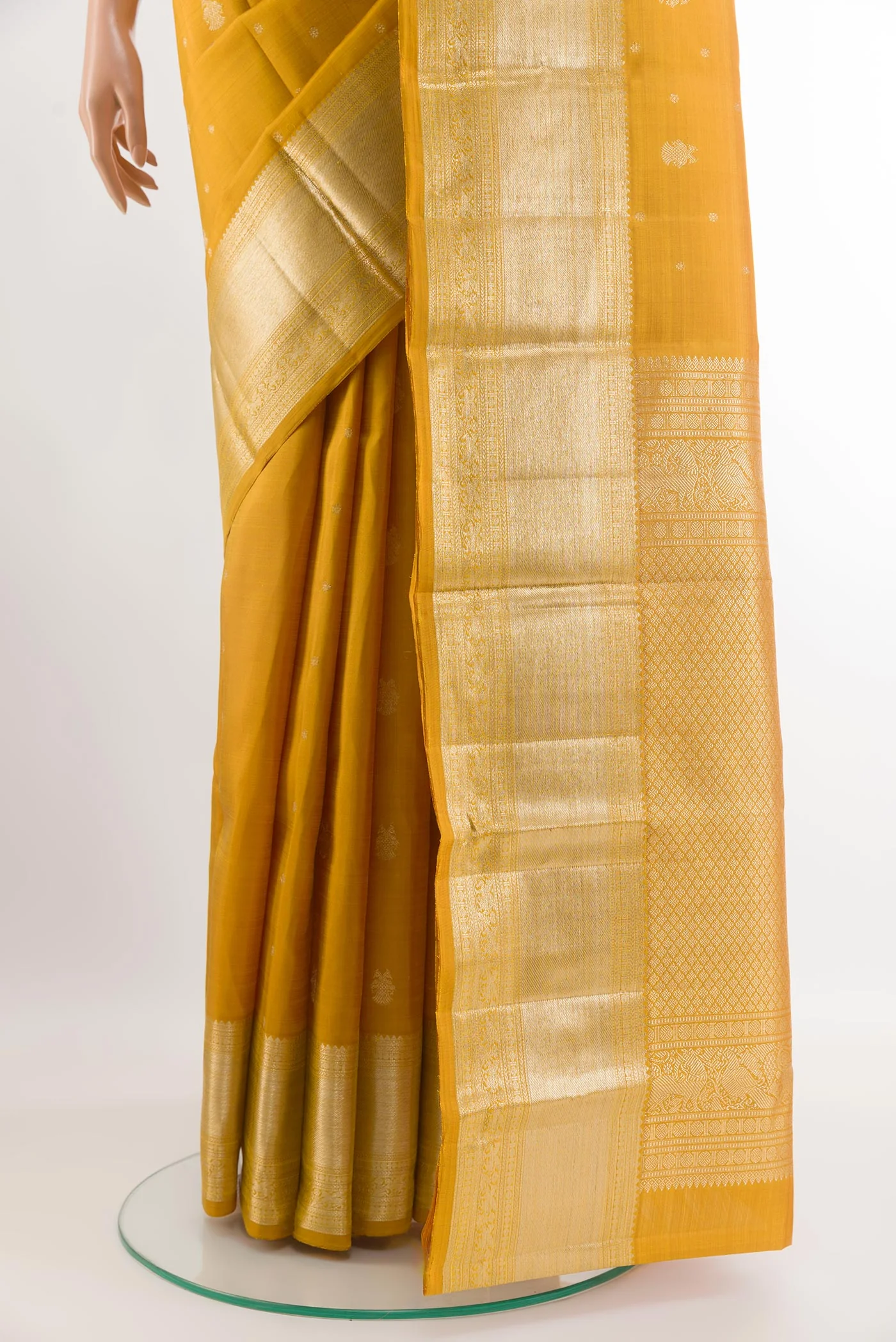 Mustard Kanjivaram Silk Saree - Image 3