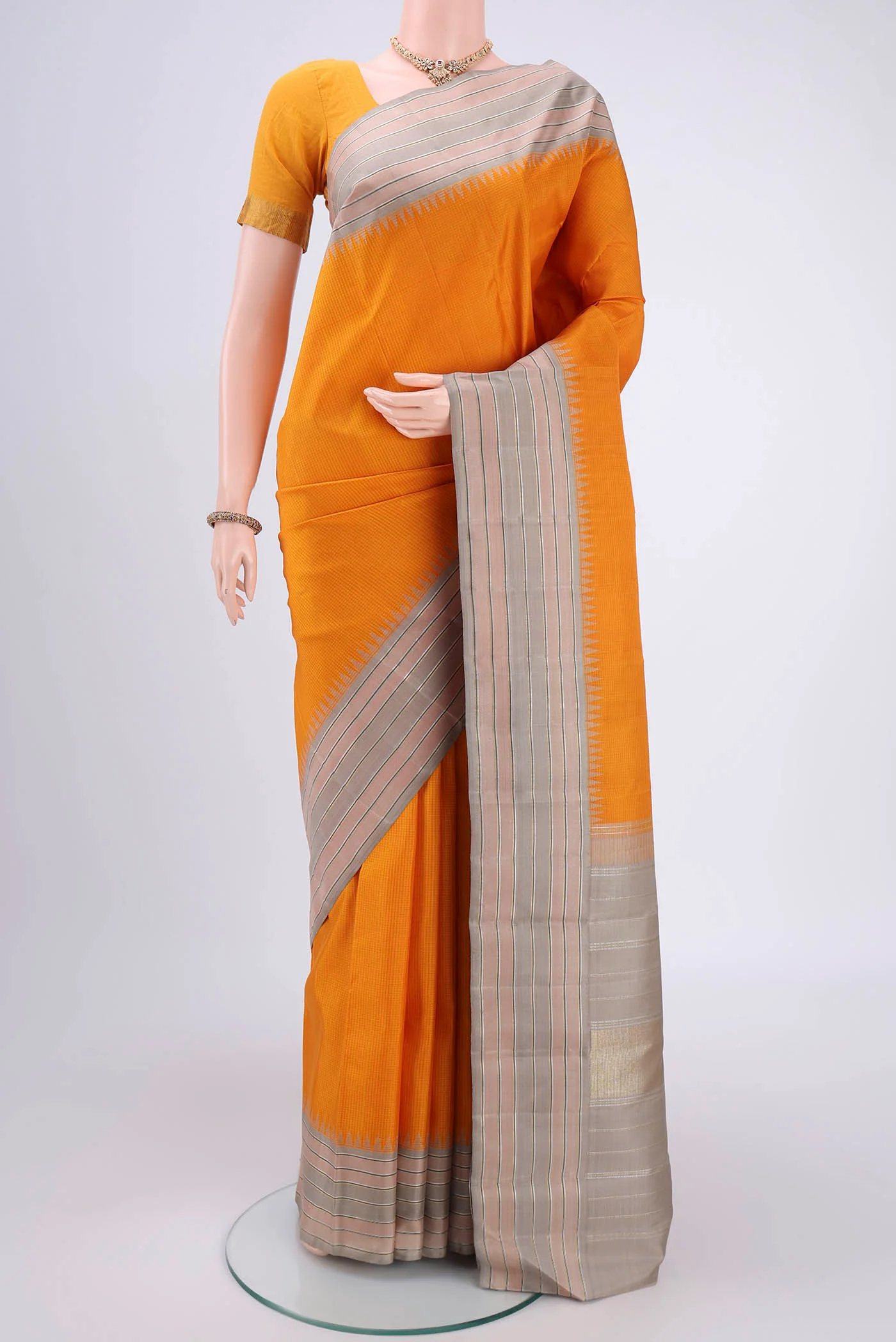 Pure Silk Pure Zari Yellow Kanjivaram Saree