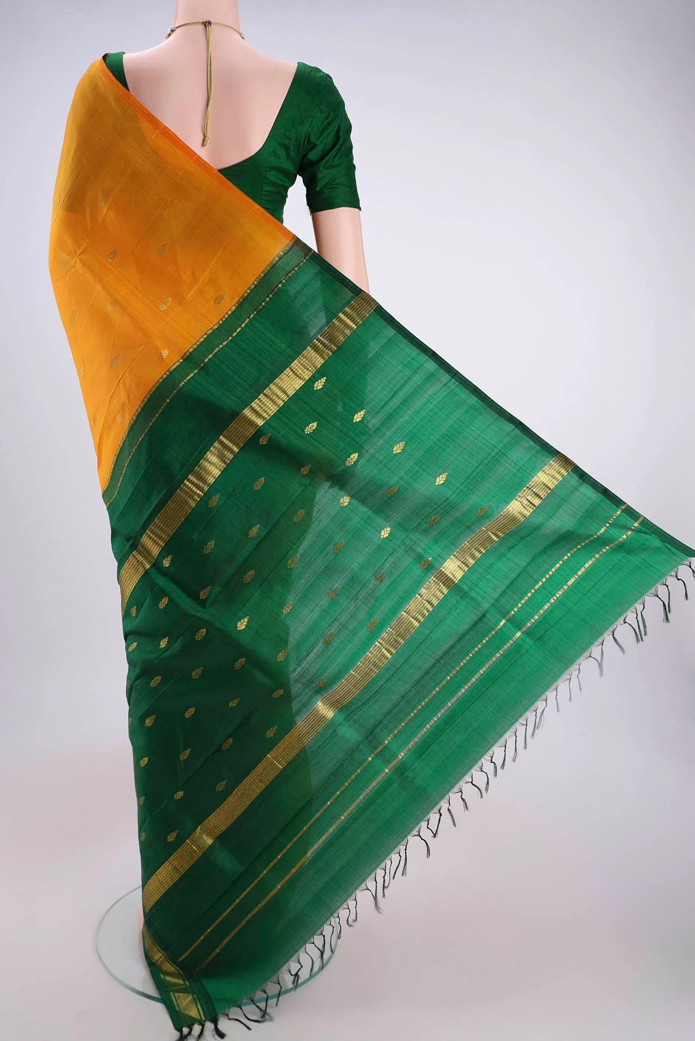 Yellow Kanjivaram Silk Saree - Image 3