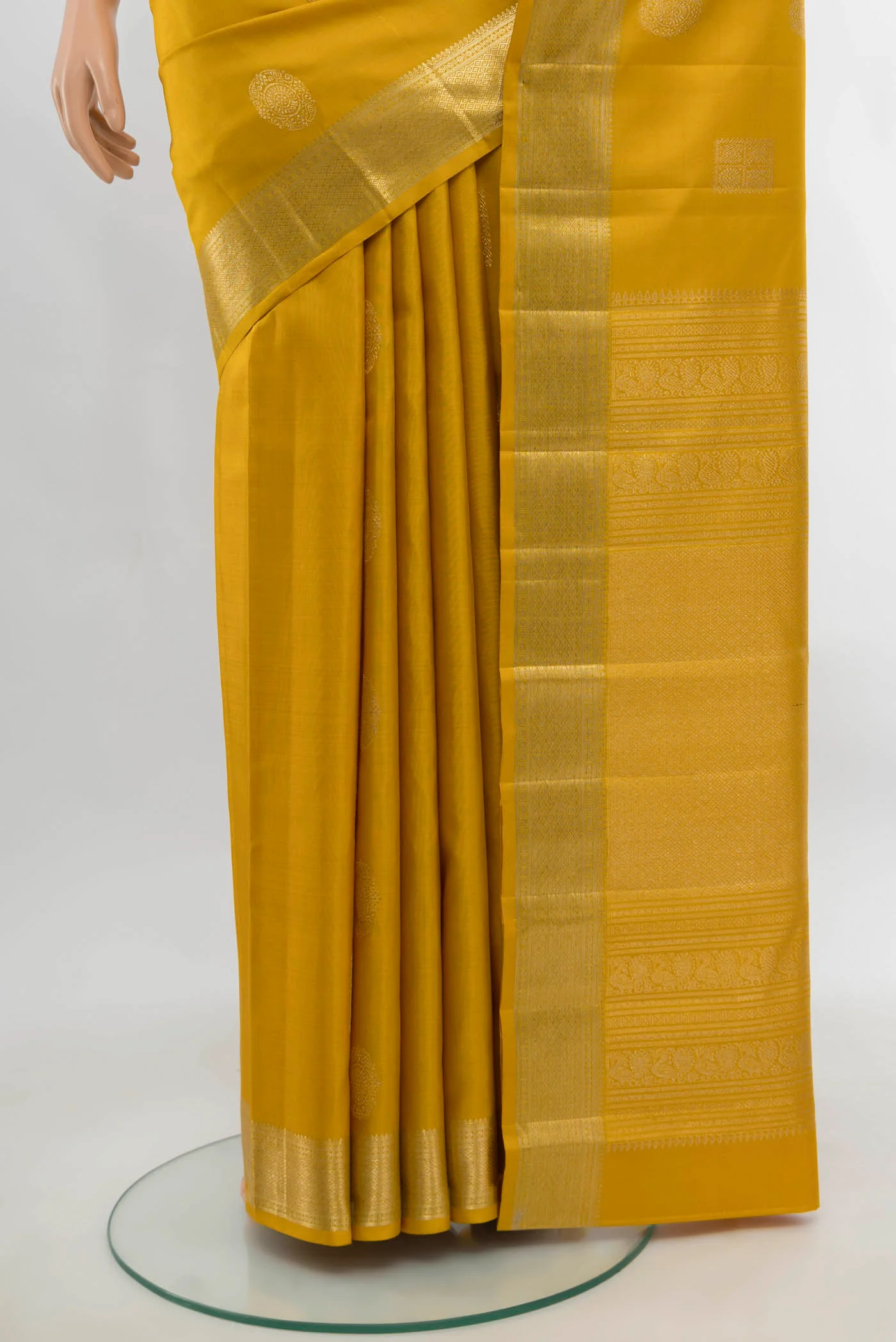 Yellow Kanjivaram Silk Saree - Image 3