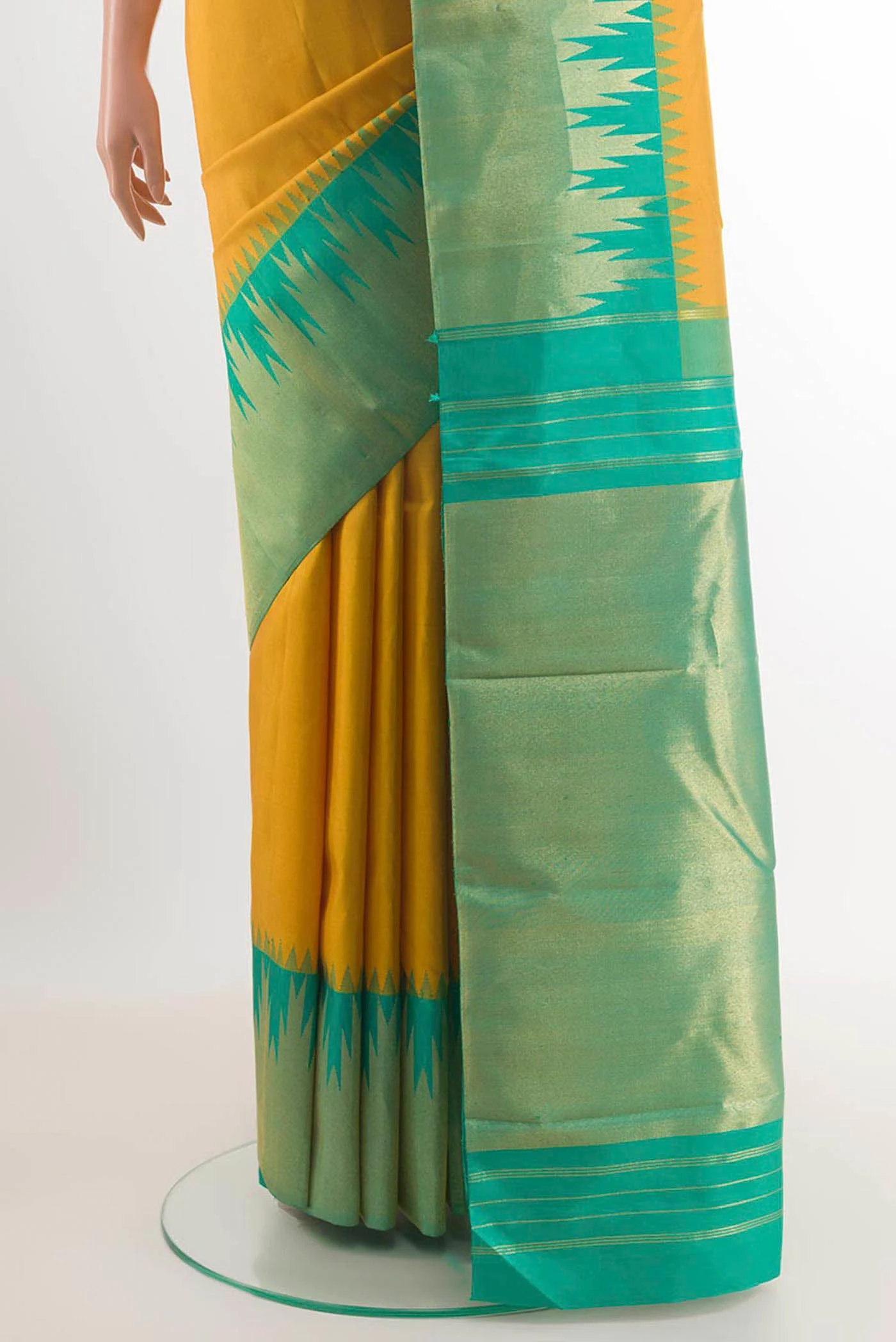 Yellow Kanjivaram Silk Saree - Image 3