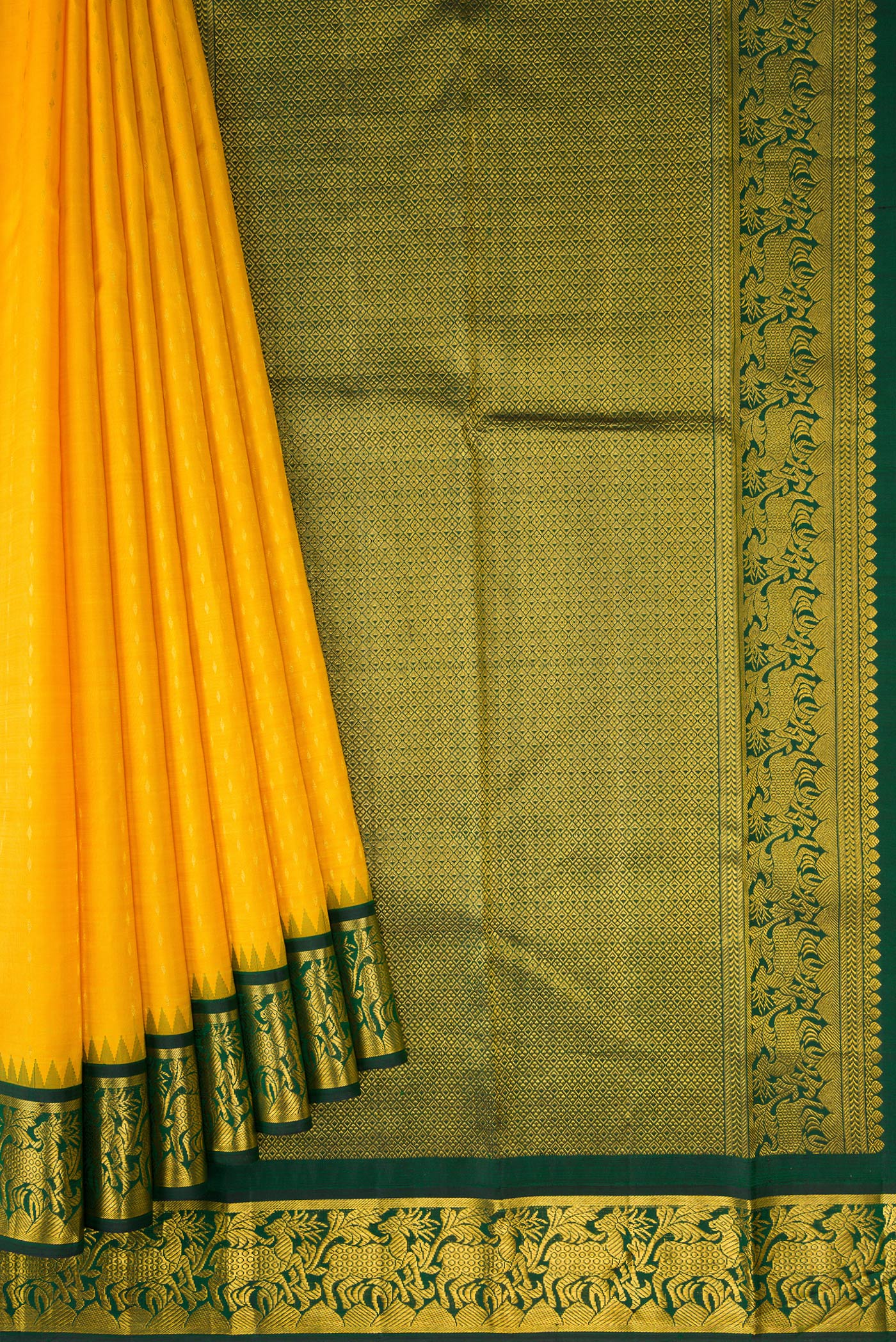 Yellow Kanjivaram Silk Saree - Image 4