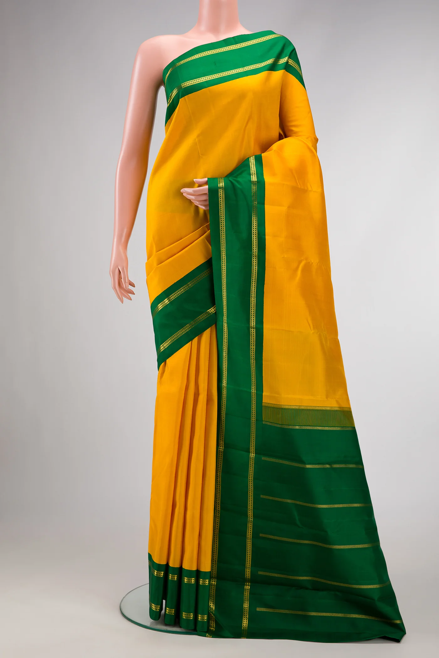 Pure Silk Pure Zari Yellow Kanjivaram Saree