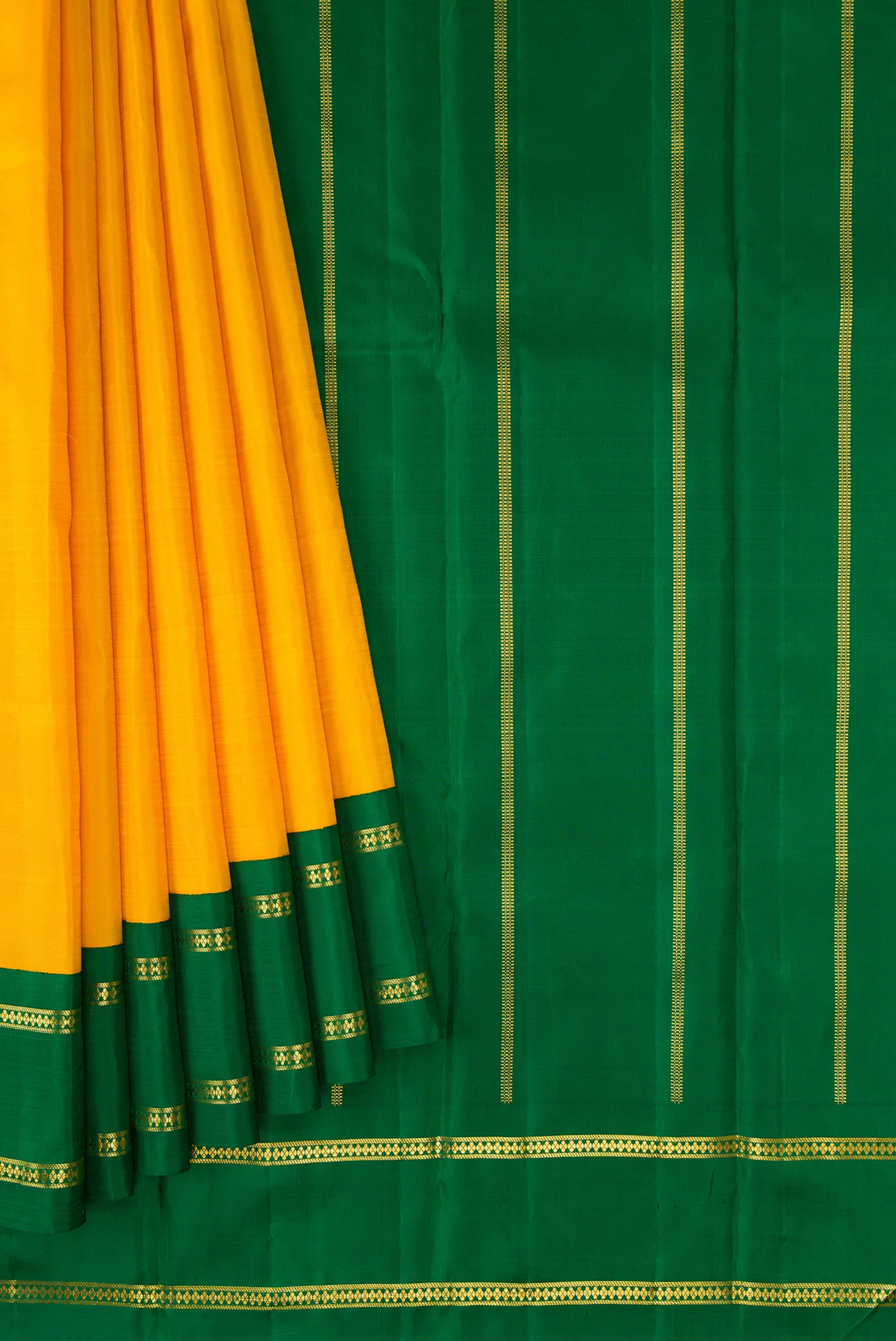 Pure Silk Pure Zari Yellow Kanjivaram Saree - Image 4