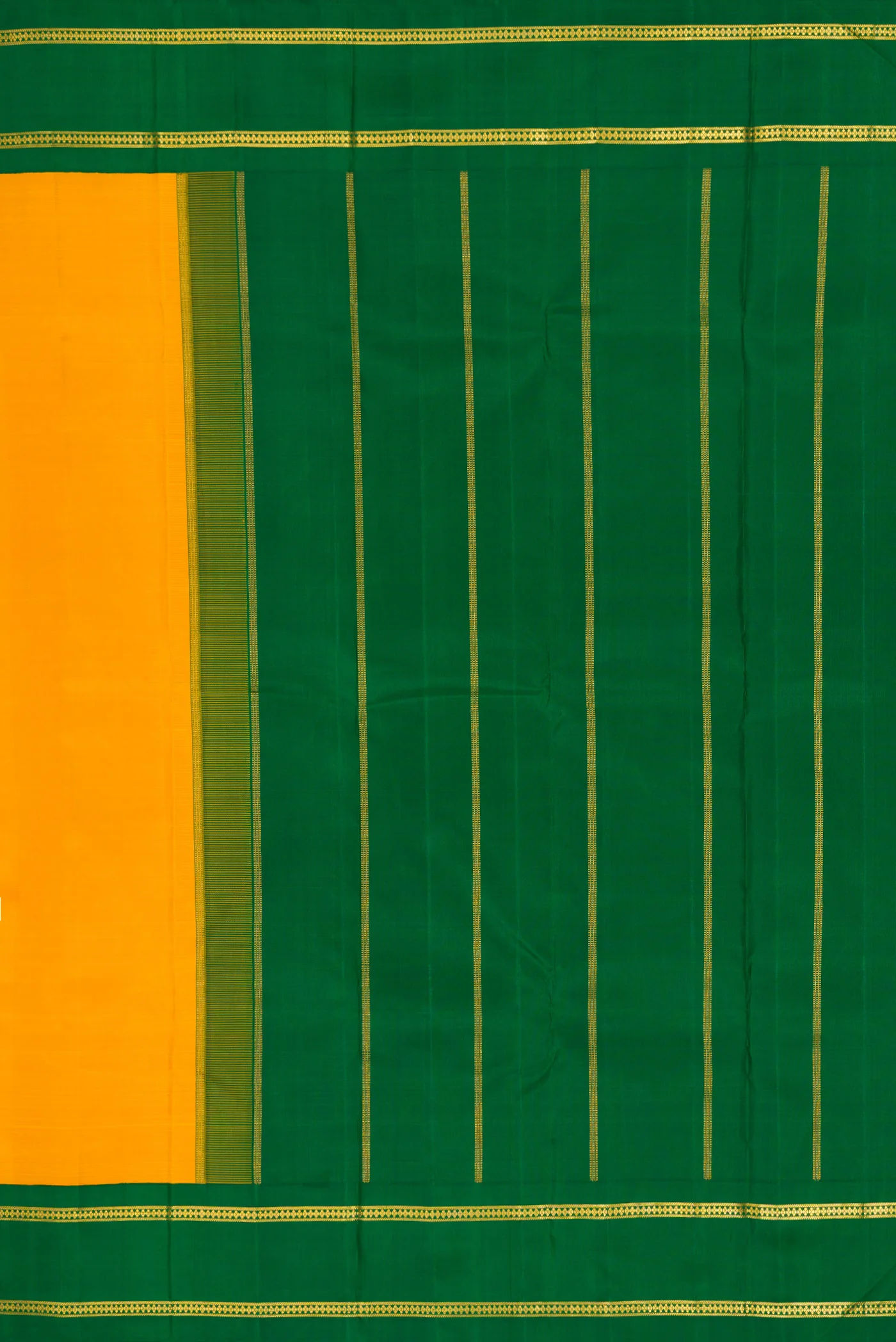 Pure Silk Pure Zari Yellow Kanjivaram Saree - Image 7