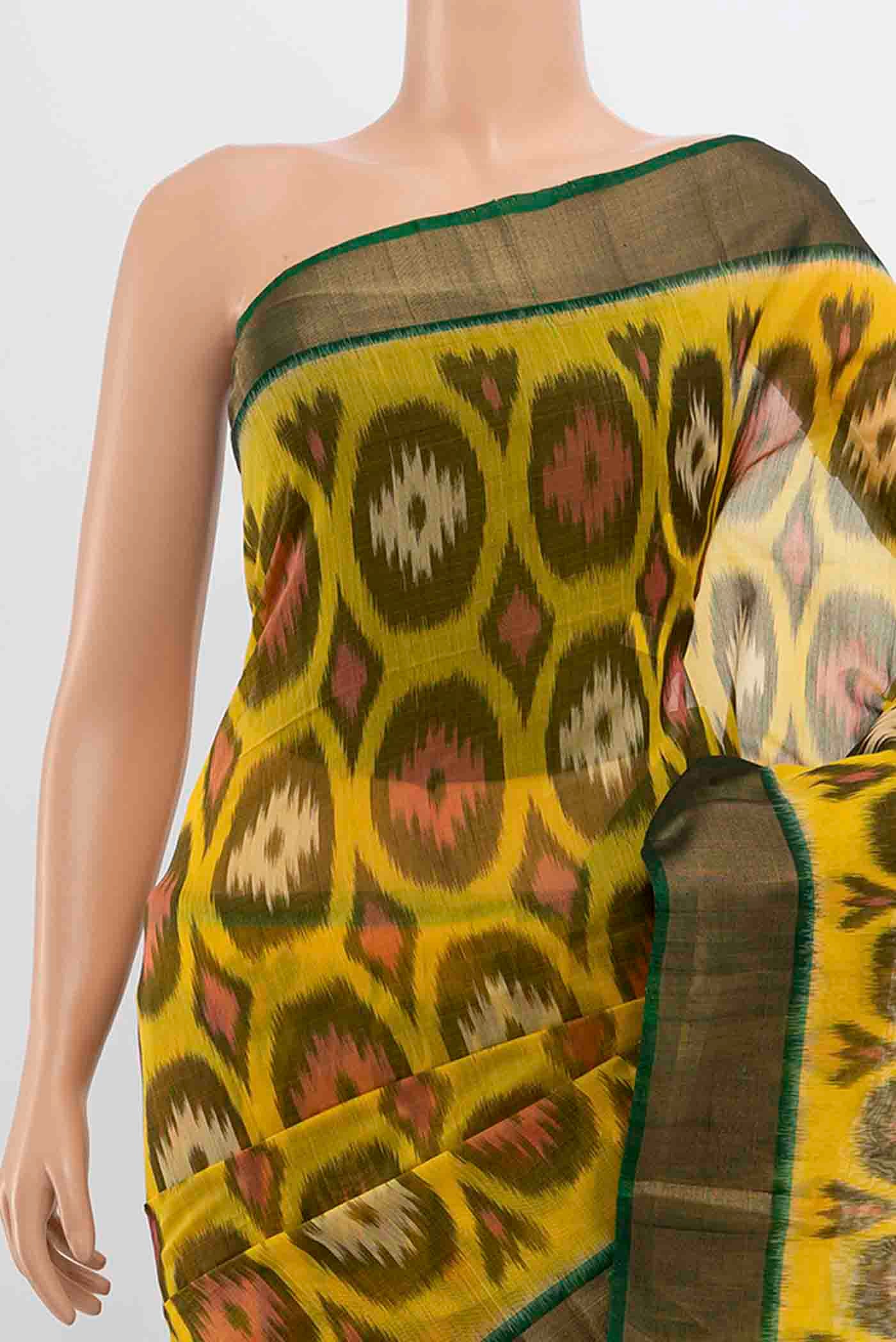 Yellow Silk Cotton Saree - Image 2