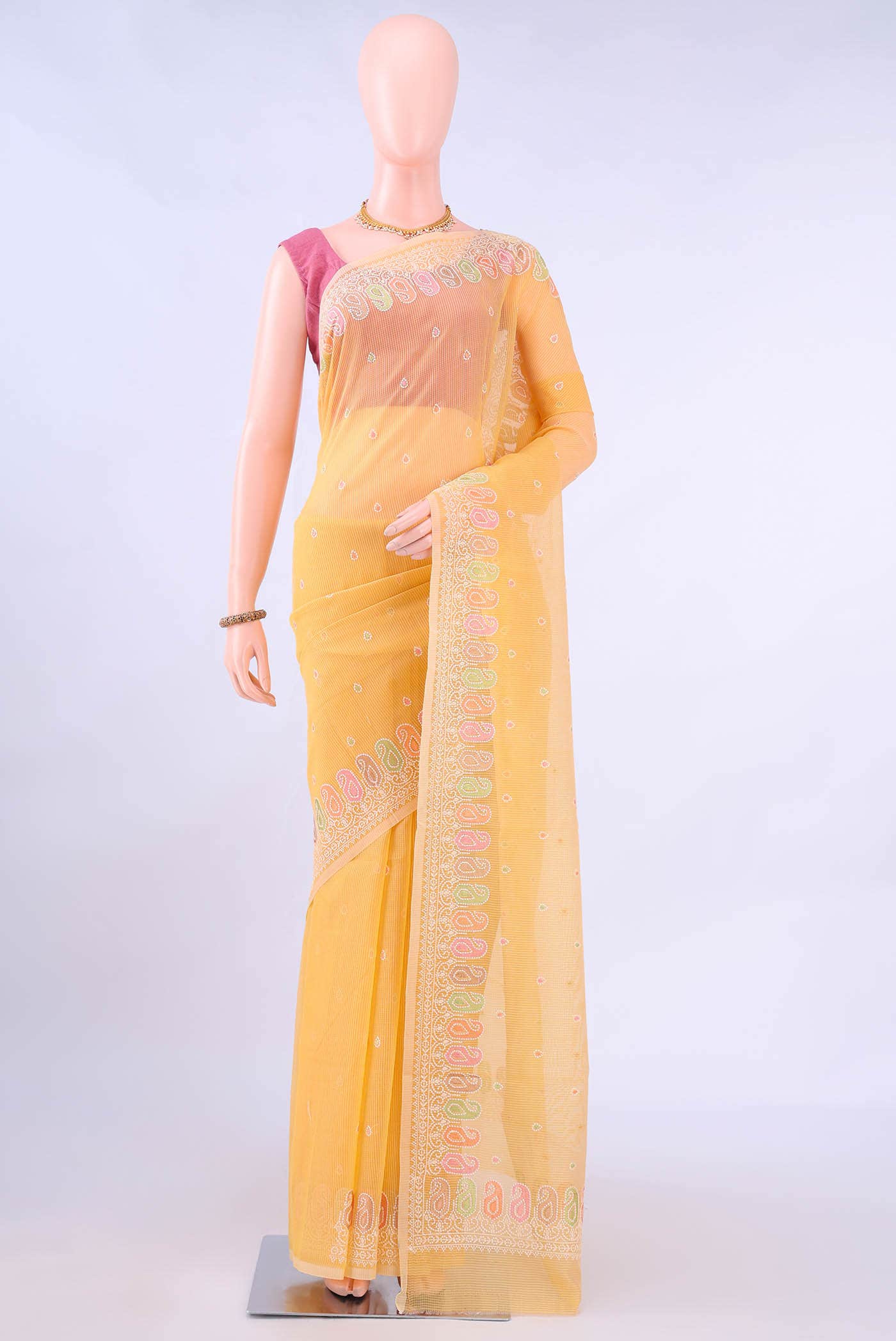 Yellow Kota Cotton Saree