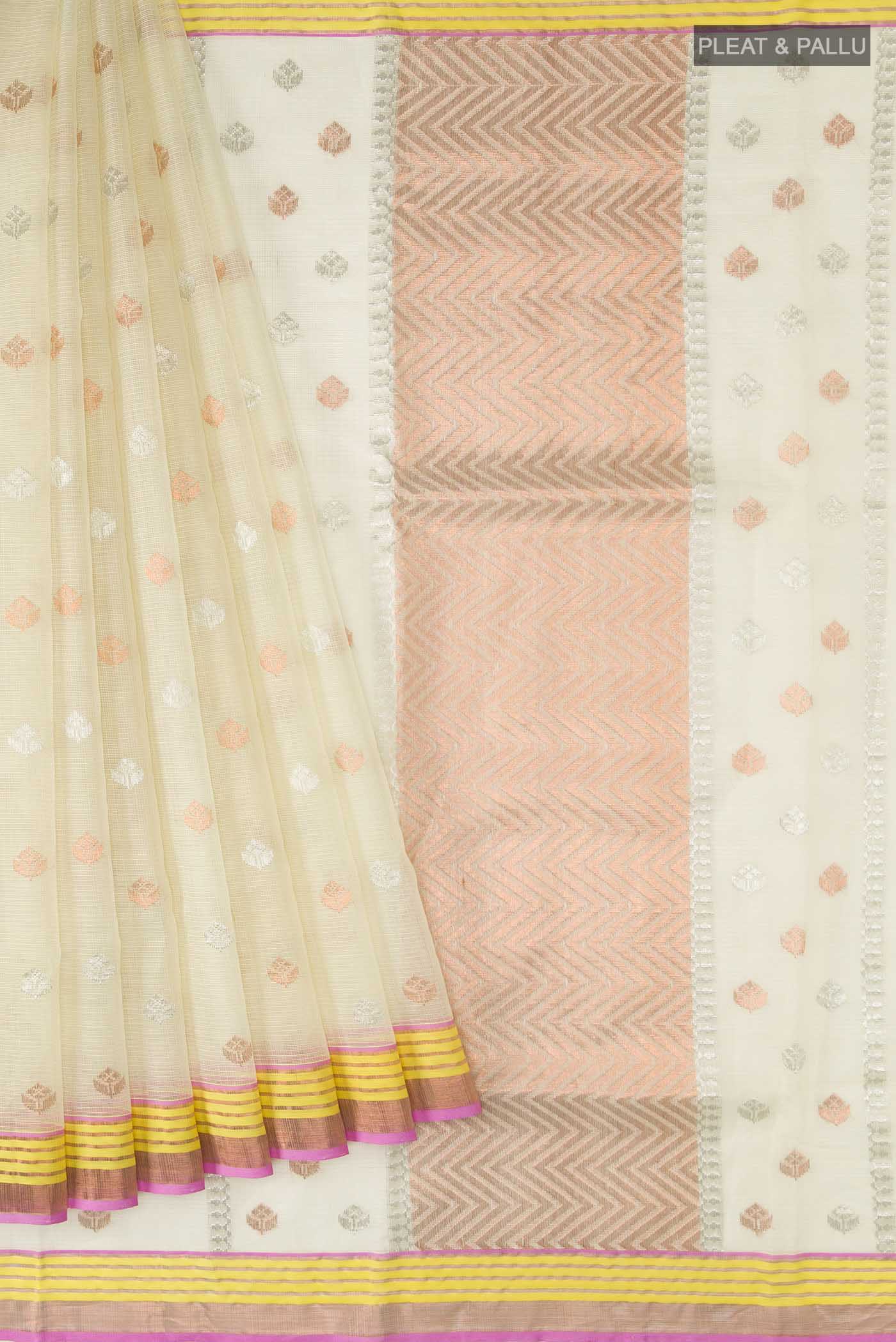 Yellow Kota Silk Saree - Image 4