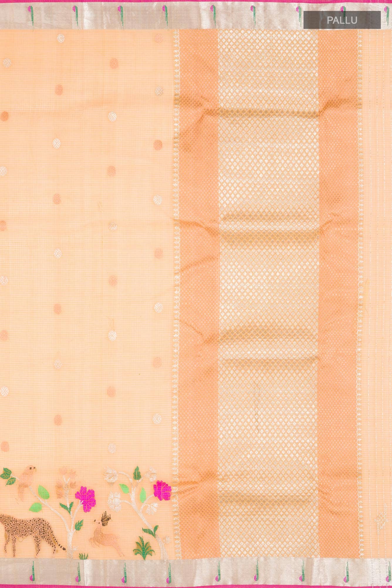 Pure Silk Pure Zari Yellow Kota Saree - Image 5