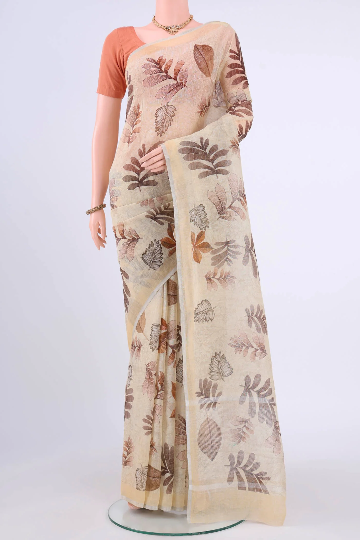 Yellow Linen Saree