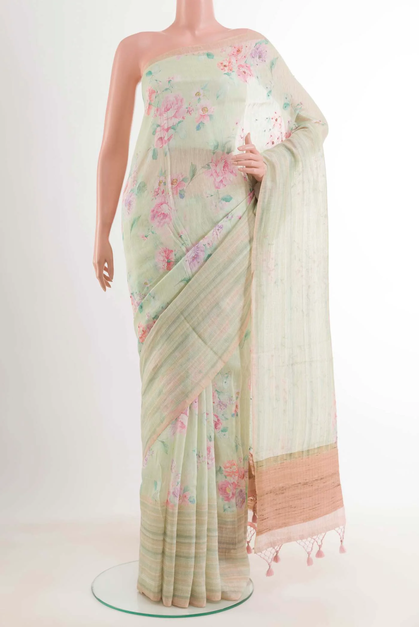 Yellow Linen Saree