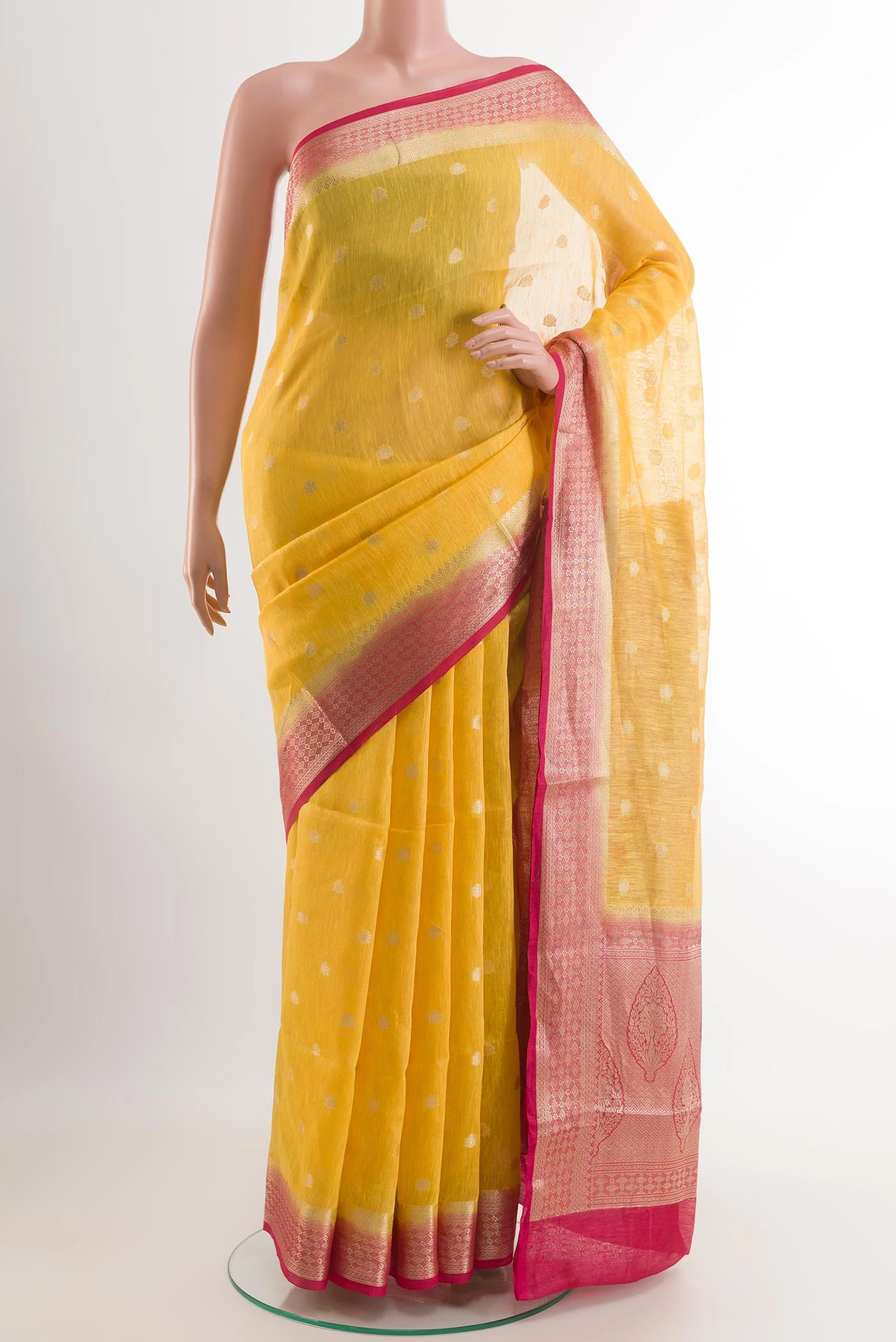Yellow Linen Saree