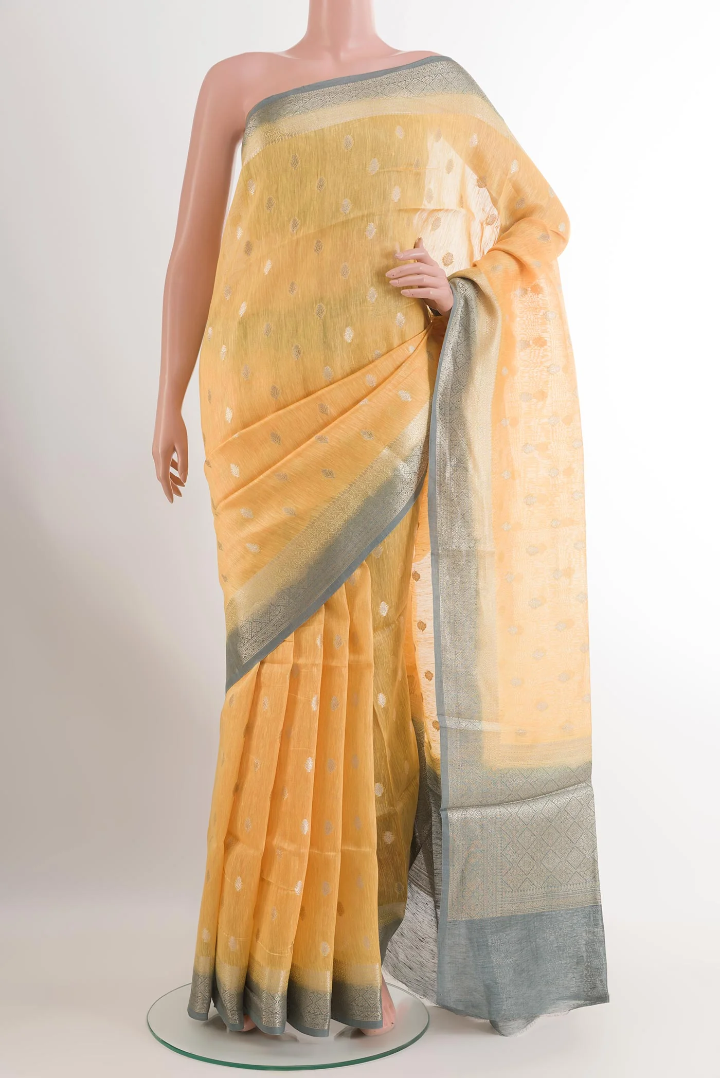 Yellow Linen Saree