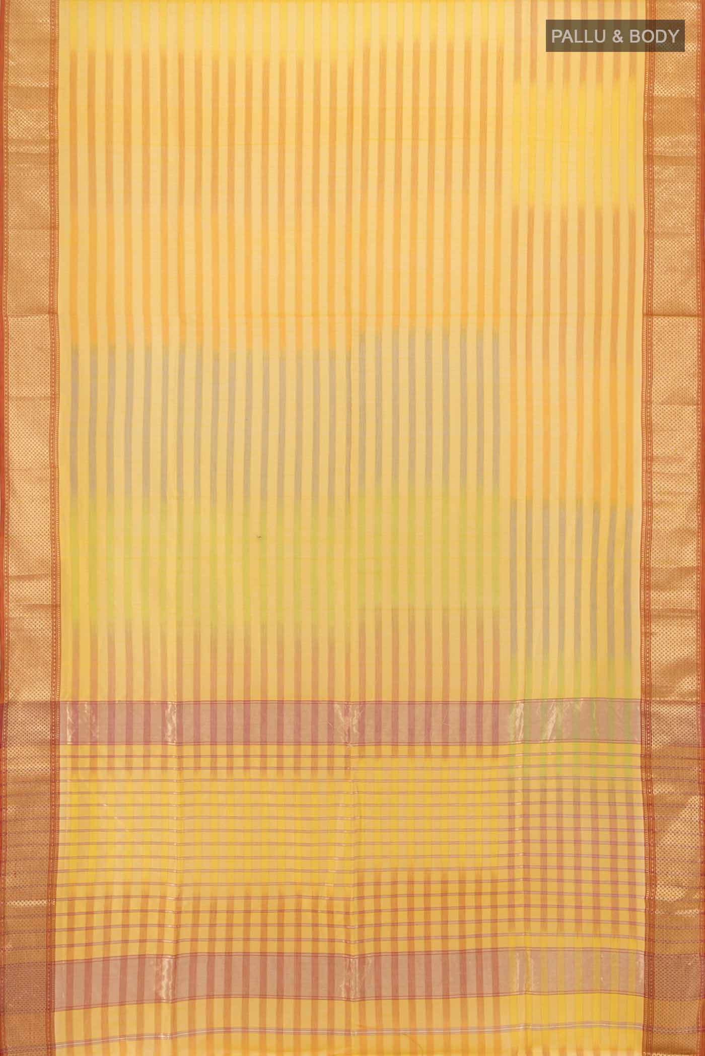 Yellow Maheshwari Silk Cotton Saree - Image 5