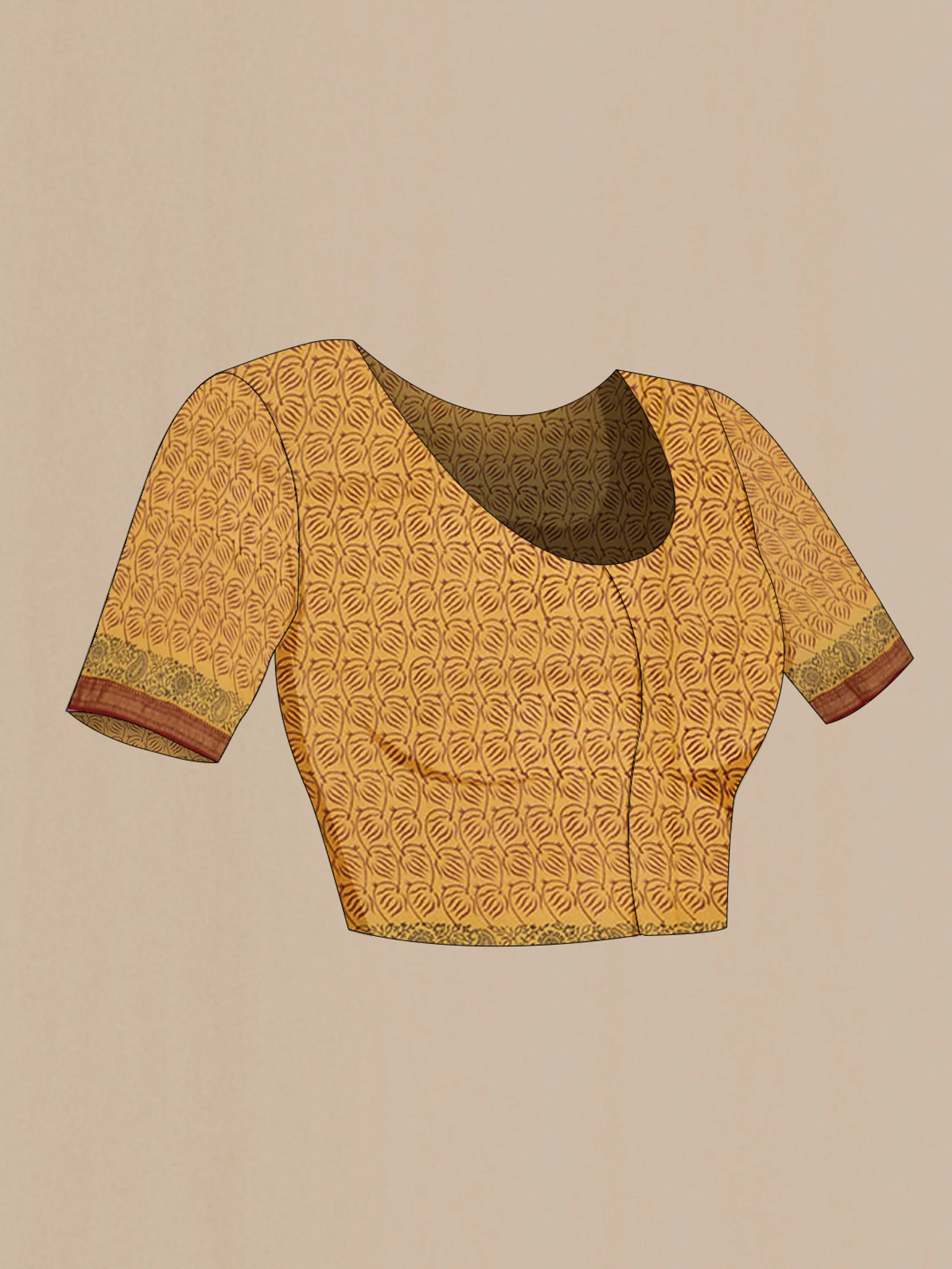 Yellow Maheshwari Silk Cotton Saree - Image 4
