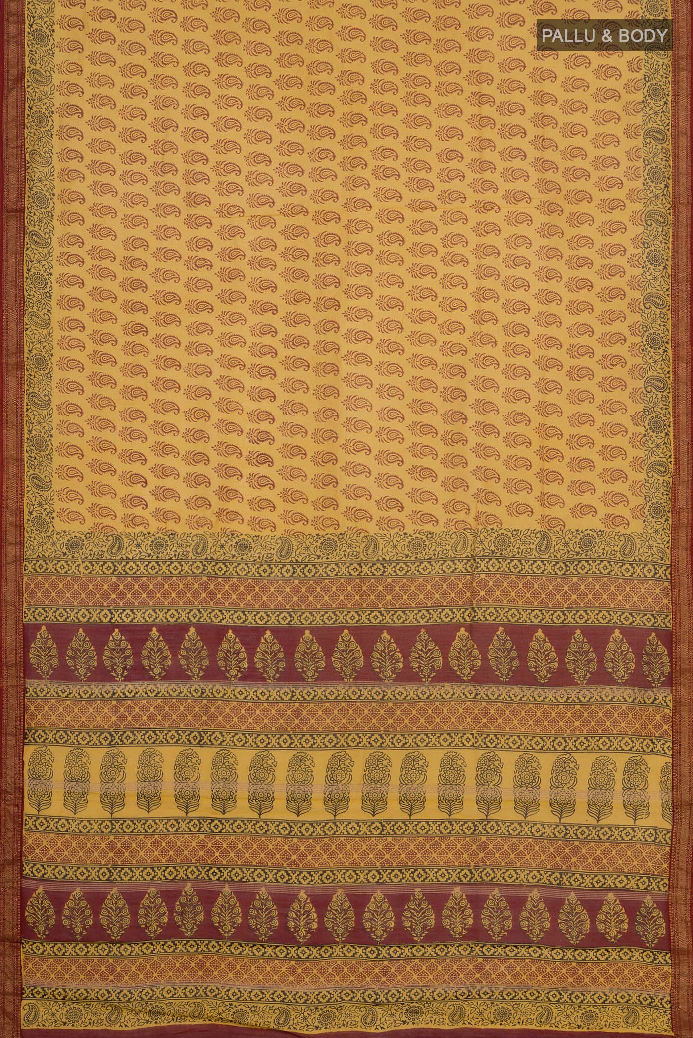 Yellow Maheshwari Silk Cotton Saree - Image 5
