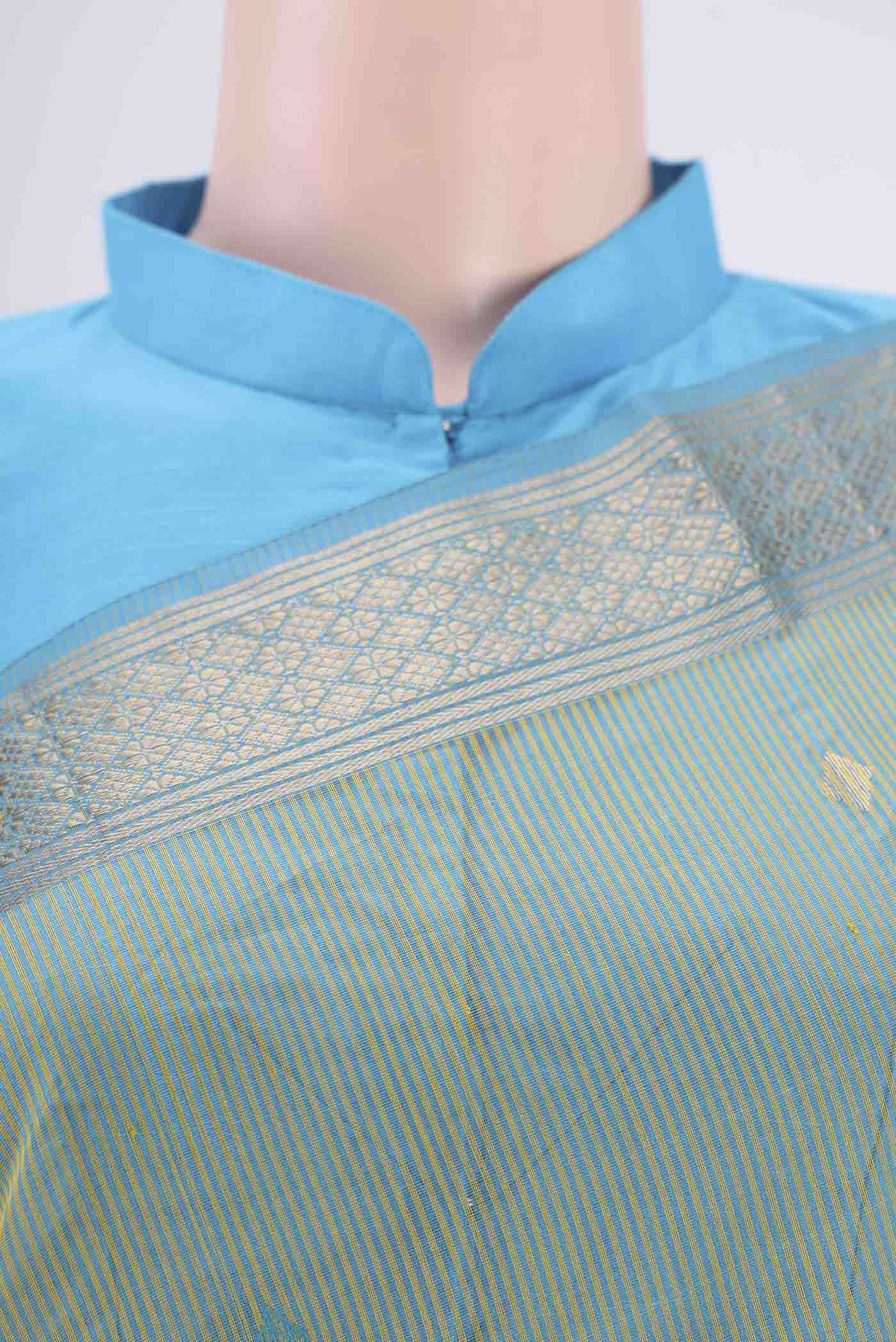 Beige Maheshwari Silk Cotton Saree - Image 2