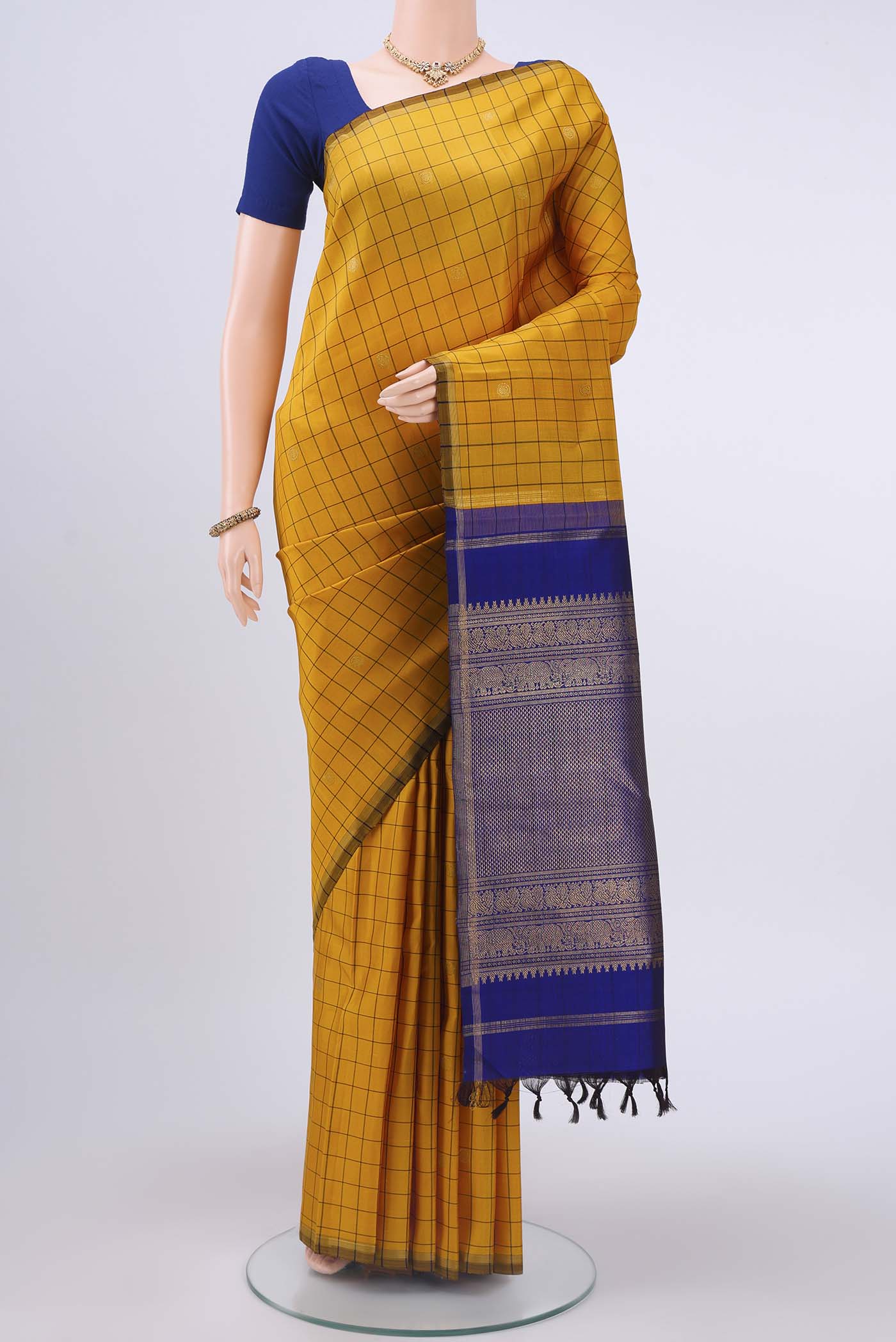 Pure Silk Pure Zari Yellow Kanchipuram Saree