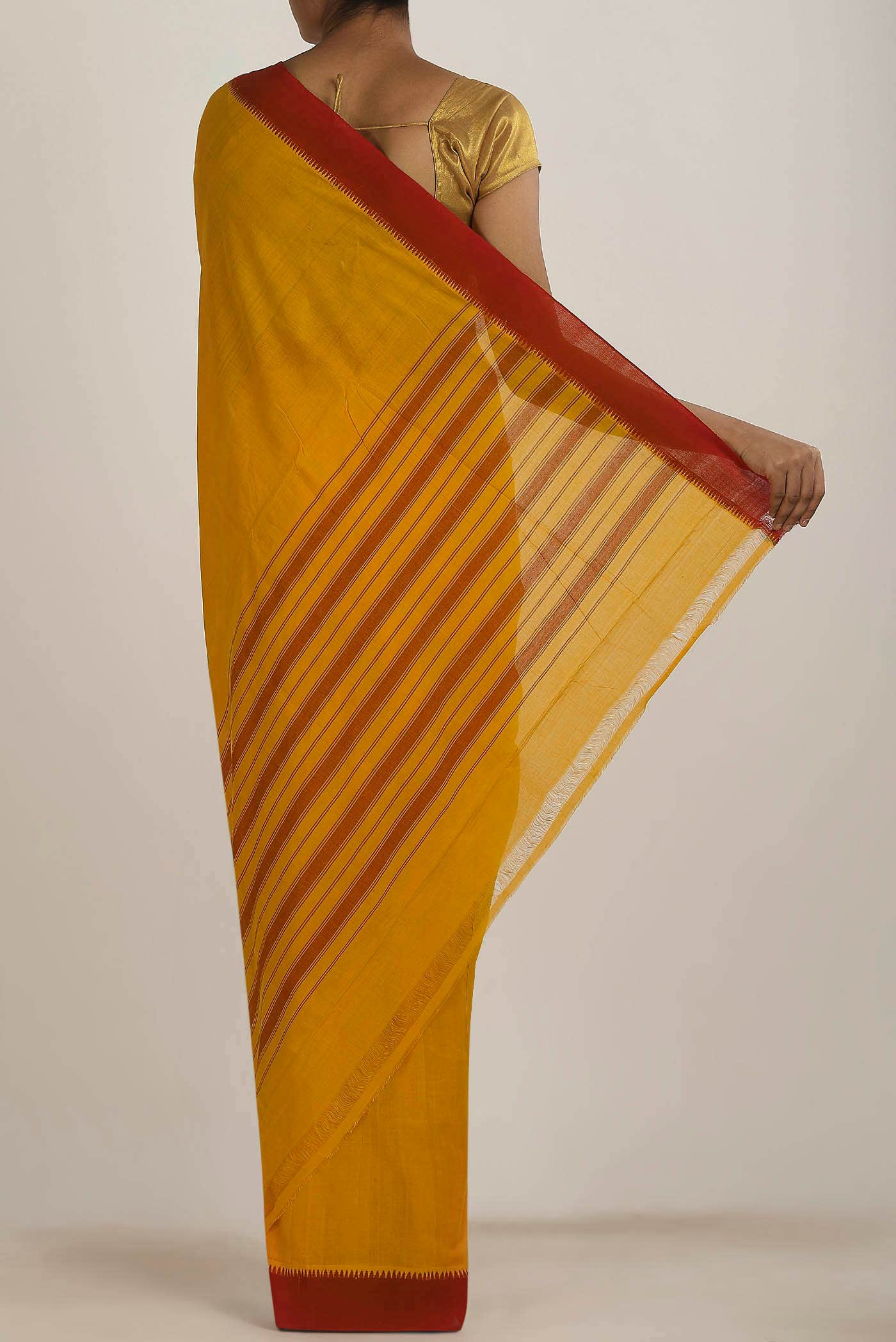 Yellow Mangalagiri Cotton Saree - Image 2