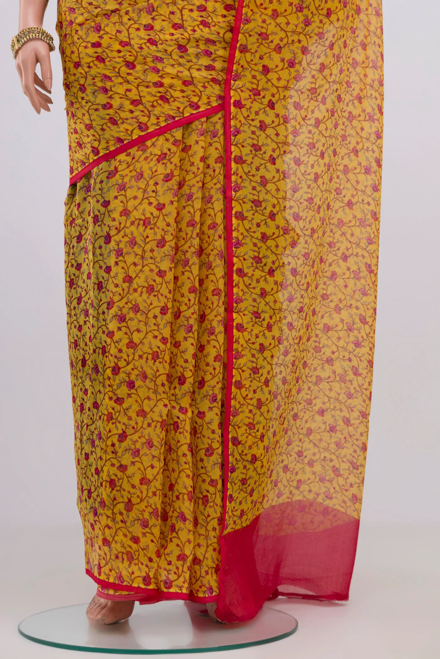 Yellow Mysore Chiffon Saree - Image 3