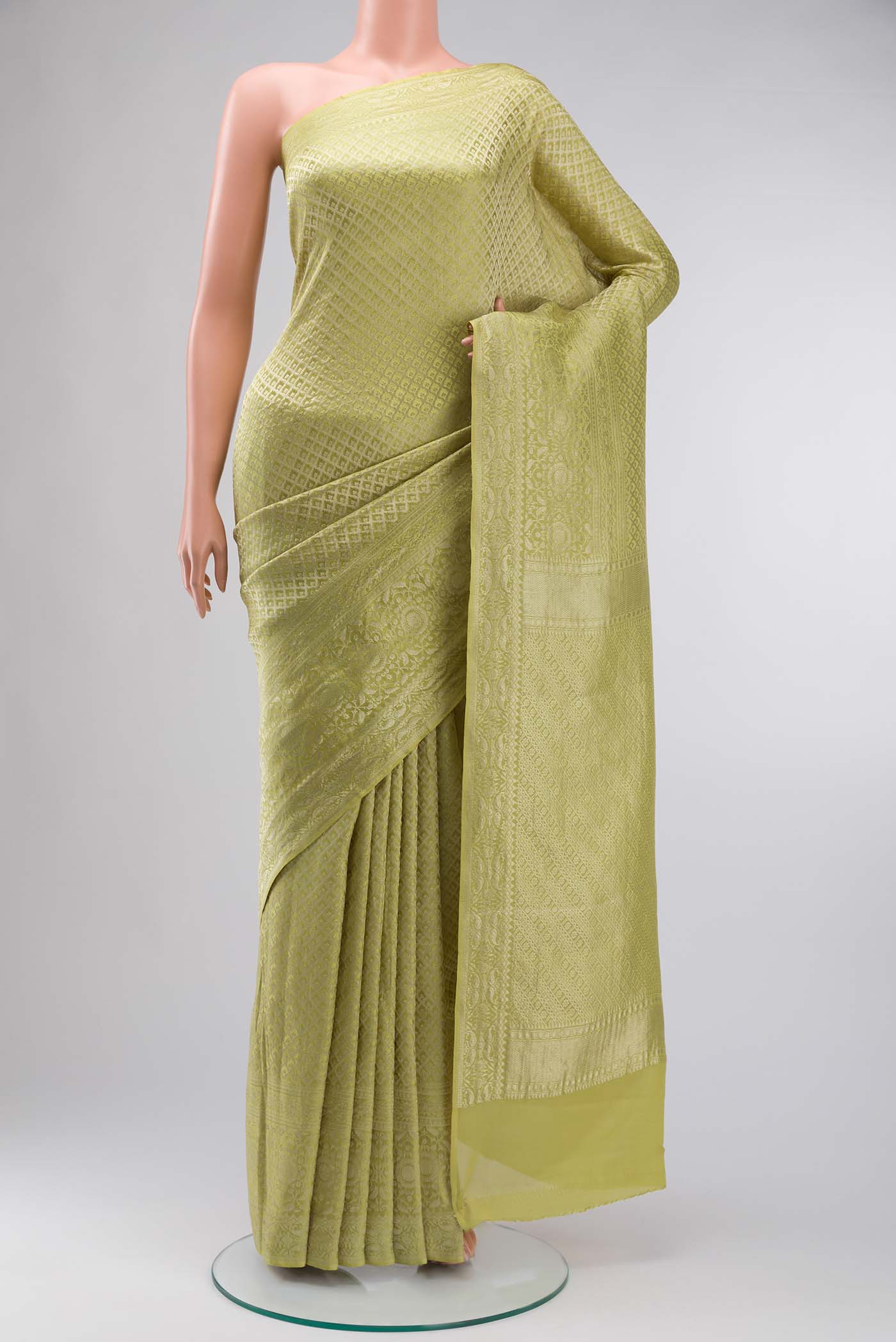 Green Mysore Crepe Saree
