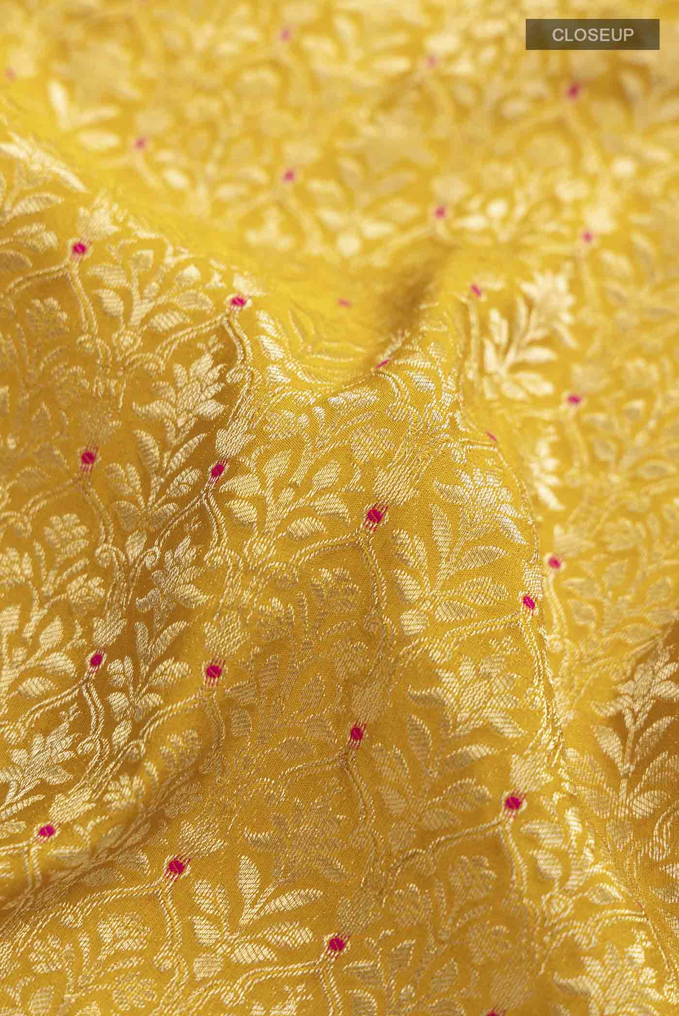 Yellow Mysore Crepe Saree - Image 2