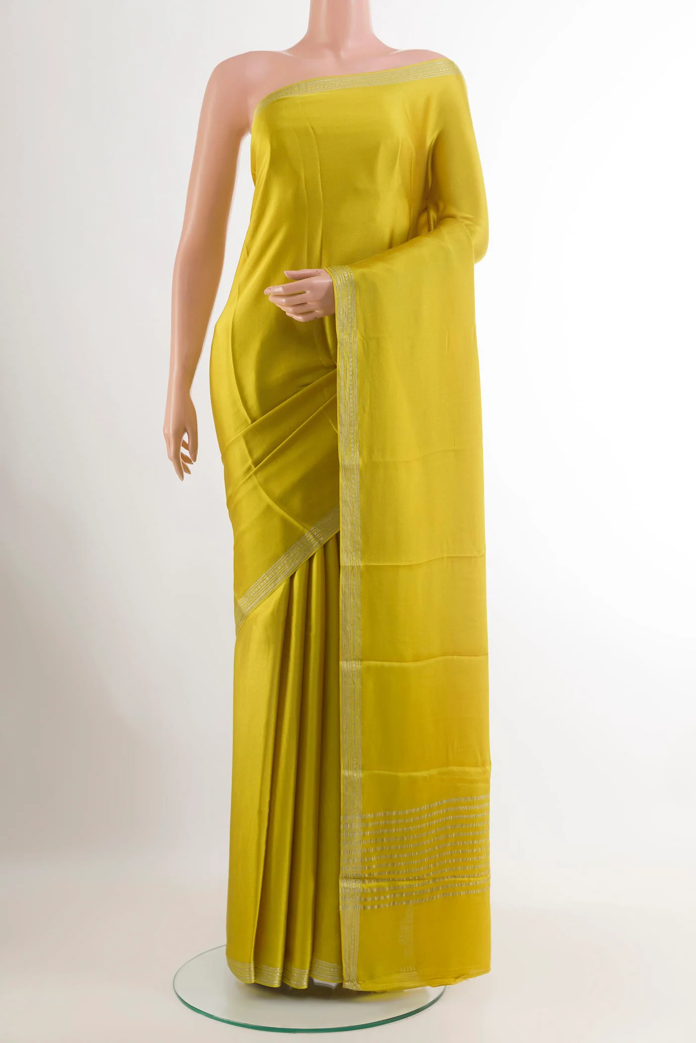 Yellow Satin Silk Saree
