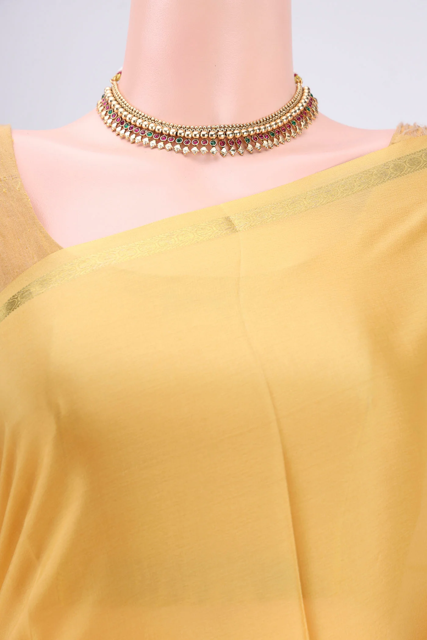 Yellow Mysore Crepe Saree - Image 2